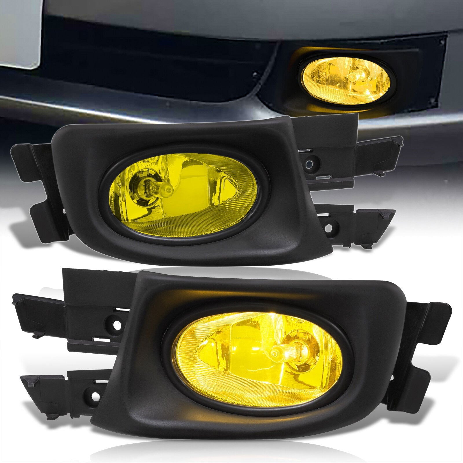 Honda Accord 4DR 2003-2005 Front Fog Lights Yellow Len (Includes Switch & Wiring Harness) - Parts Agent