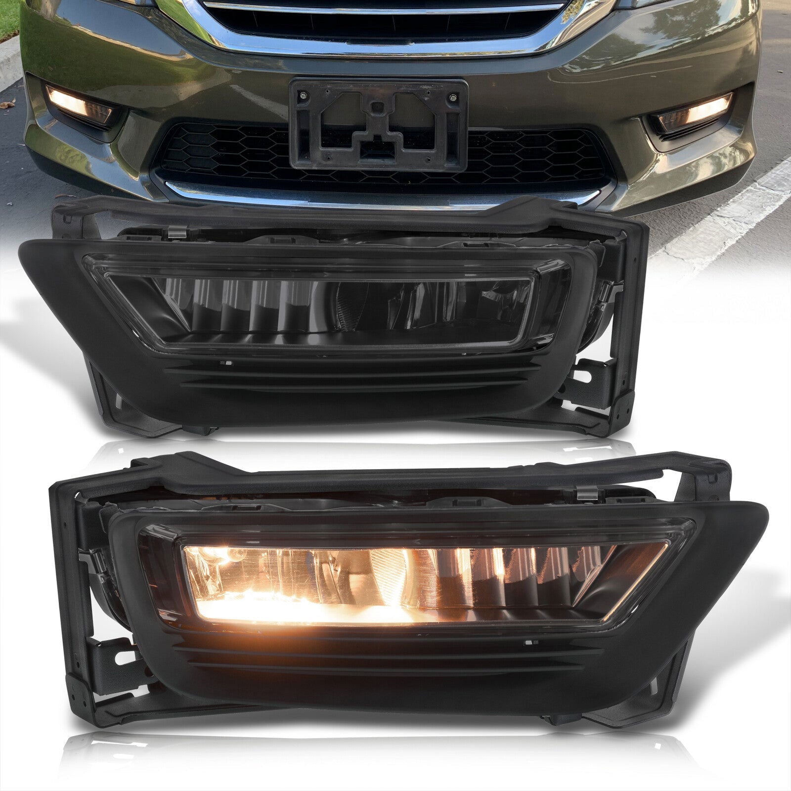 Honda Accord 4DR 2013-2015 Front Fog Lights Smoked Len (Includes Switch & Wiring Harness) - Parts Agent