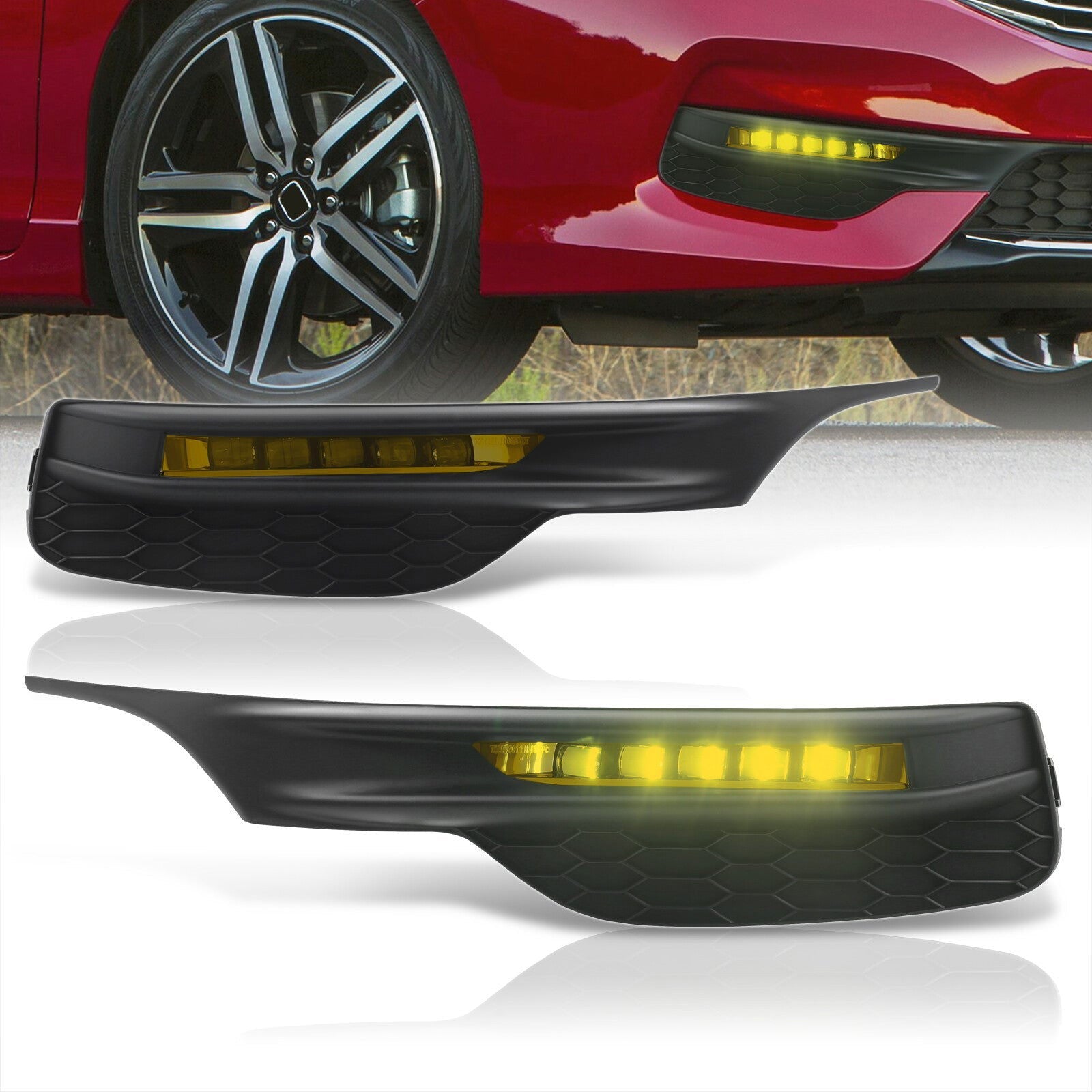 Honda Accord 4DR 2016-2017 Front Fog Lights Yellow Len (Includes Switch & Wiring Harness) - Parts Agent