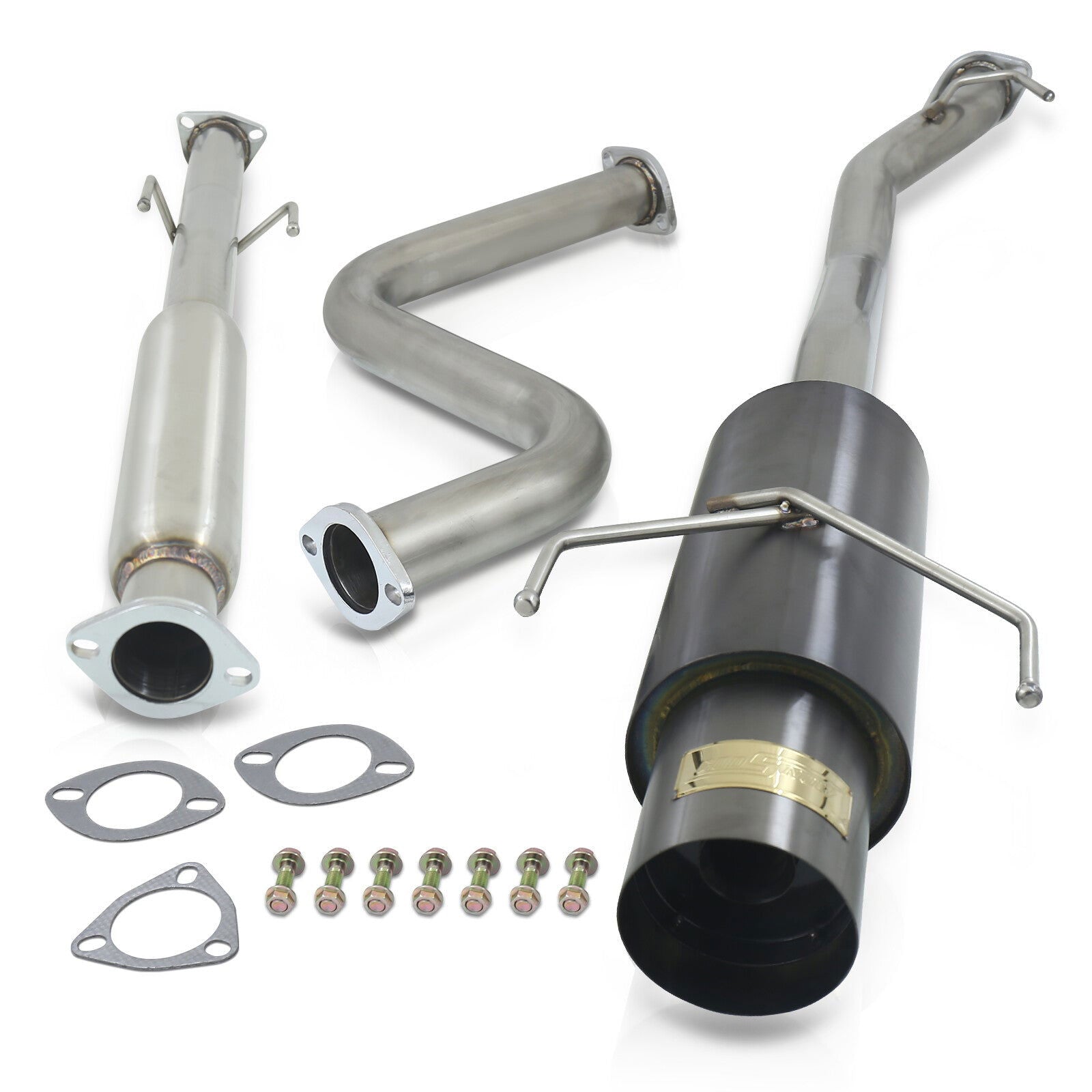 Honda Accord Coupe & Sedan 2.2L I4 1990-1993 N1 Style Stainless Steel Catback Exhaust System Gunmetal (Piping: 2.5" / 65mm | Tip: 4.5") - Parts Agent