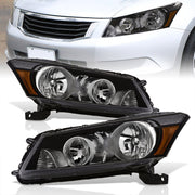 Honda Accord Sedan 2008-2012 Factory Style Headlights Black Housing Clear Len Amber Reflector - Parts Agent