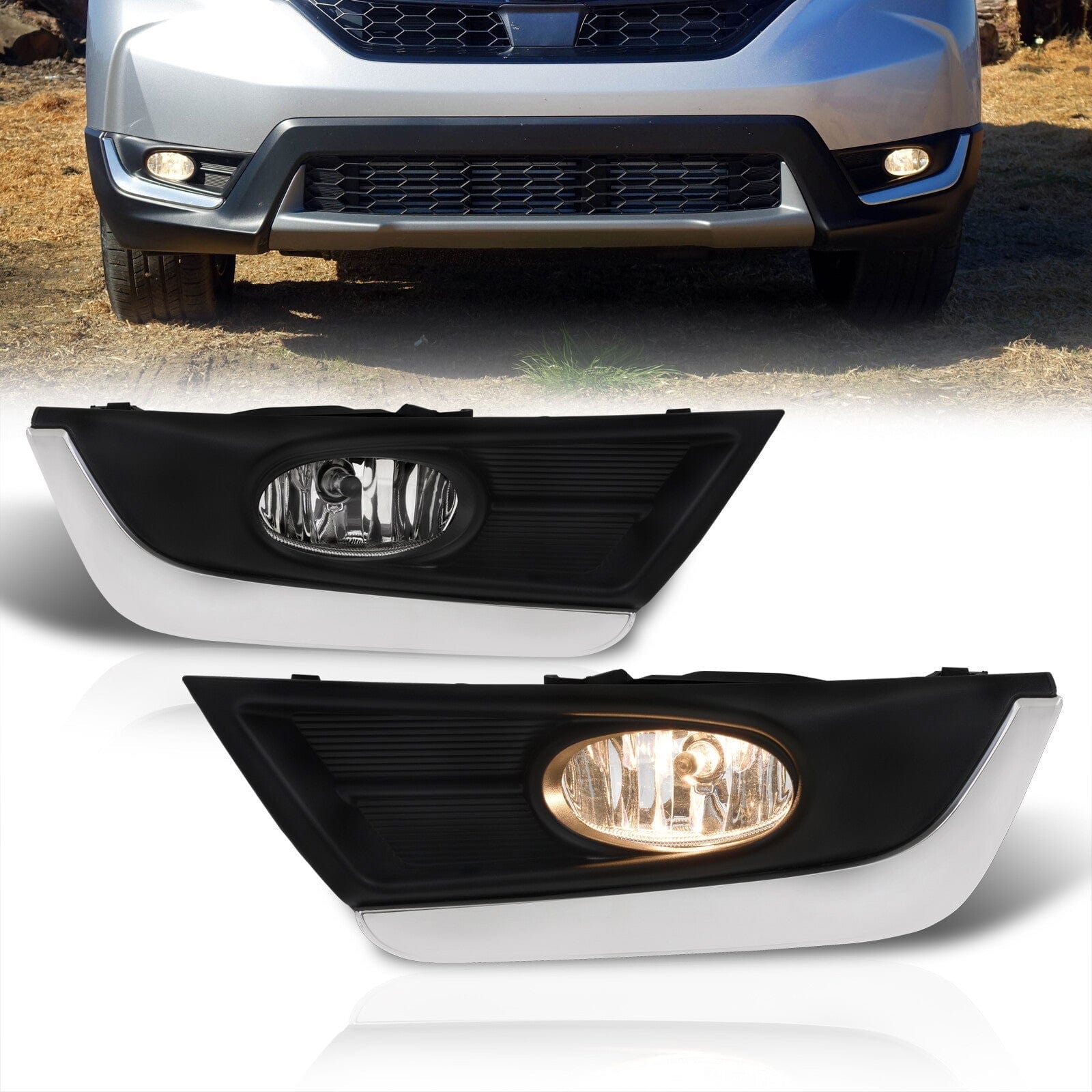 Honda CR-V 2017-2019 Front Fog Lights Clear Len (Includes Switch & Wiring Harness) - Parts Agent