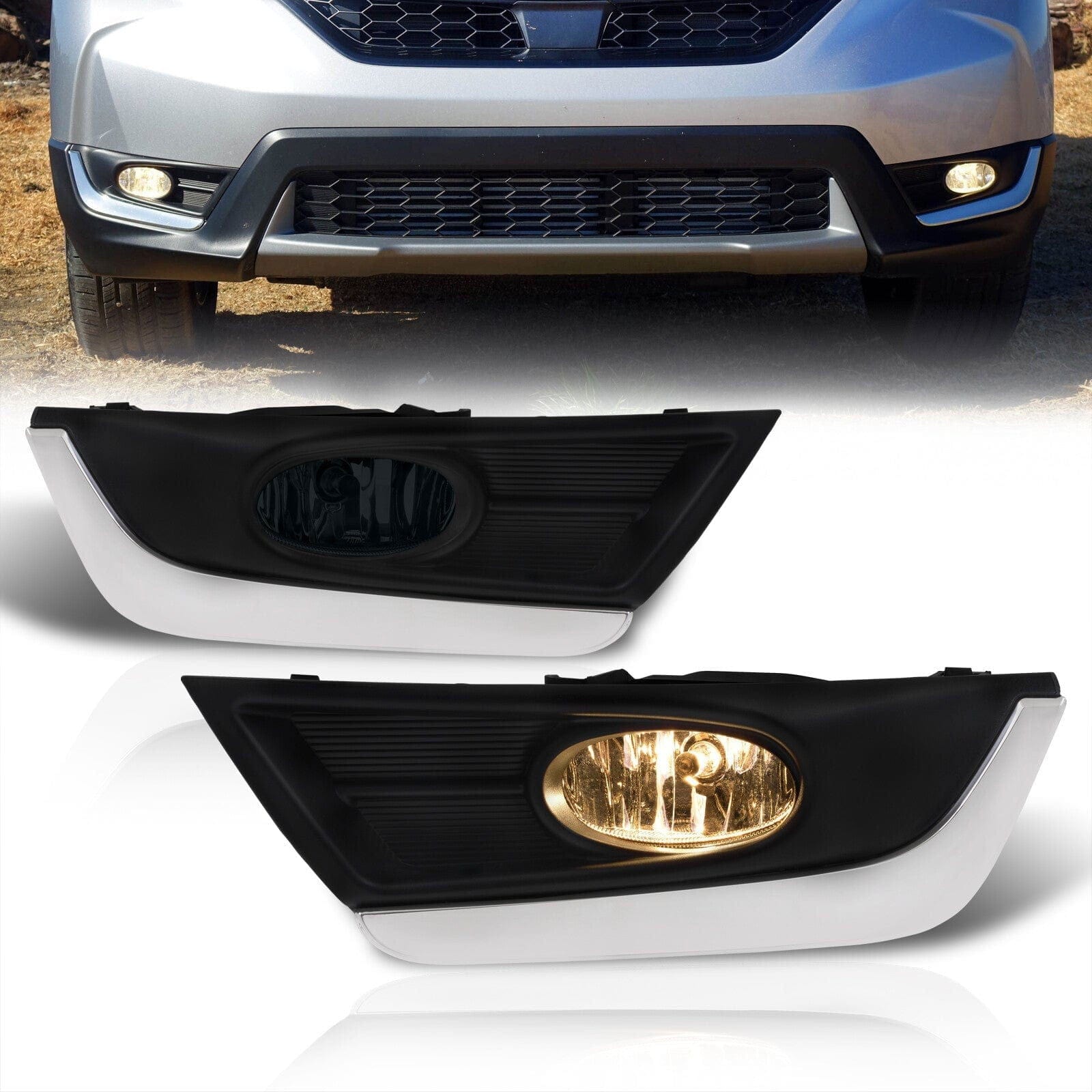 Honda CR-V 2017-2019 Front Fog Lights Smoked Len (Includes Switch & Wiring Harness) - Parts Agent
