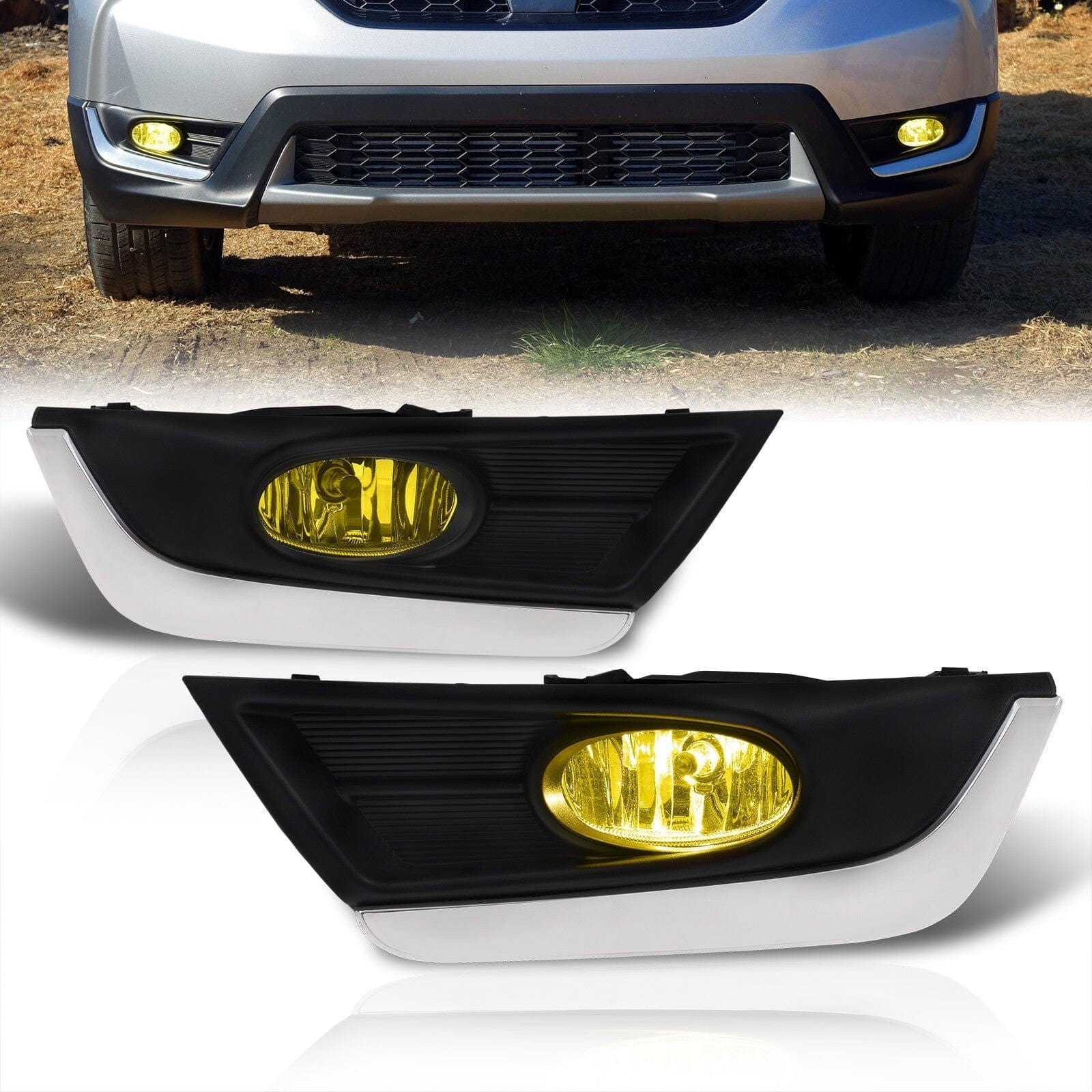 Honda CR-V 2017-2019 Front Fog Lights Yellow Len (Includes Switch & Wiring Harness) - Parts Agent