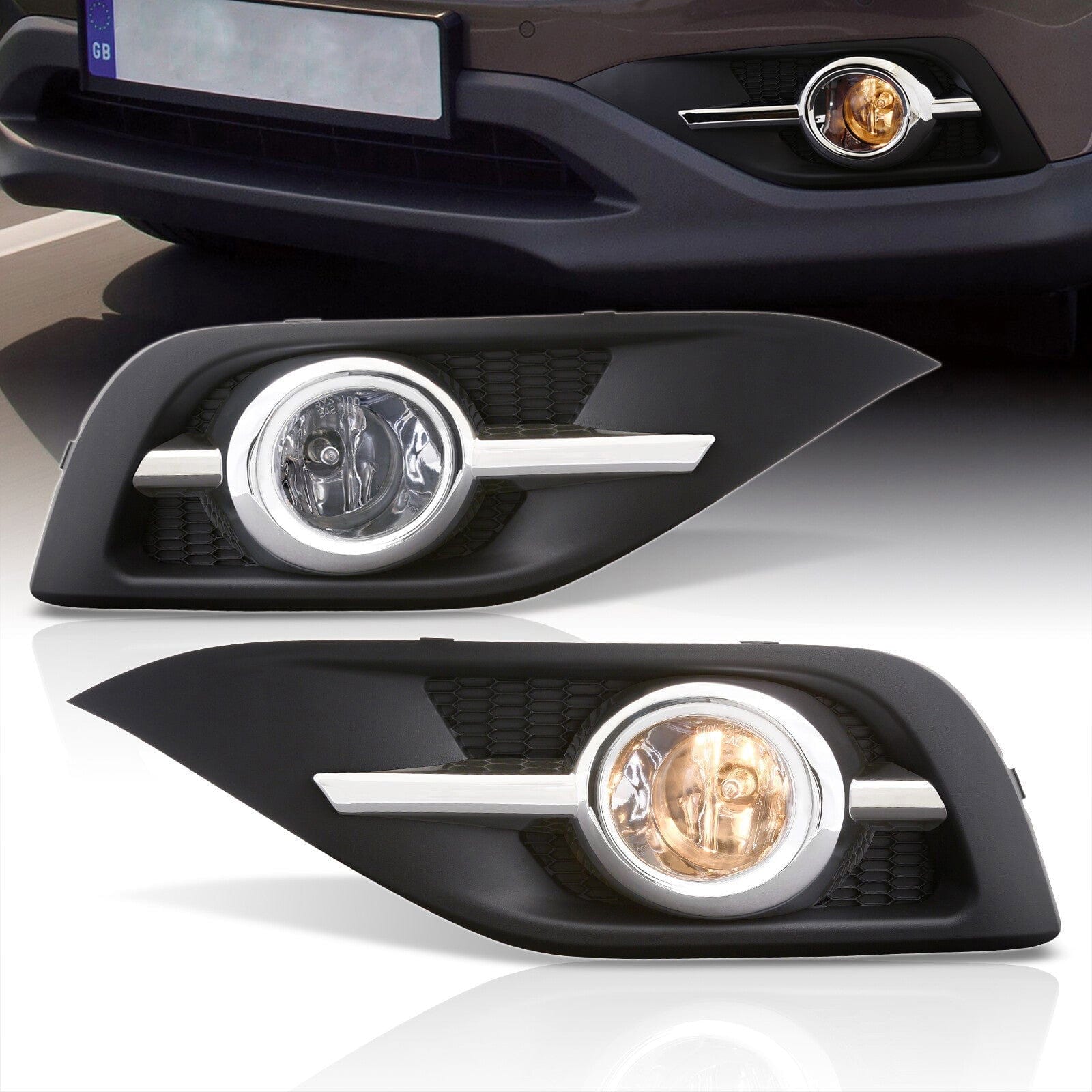 Honda CRV 2012-2014 Front Fog Lights Clear Len (Includes Switch & Wiring Harness) - Parts Agent