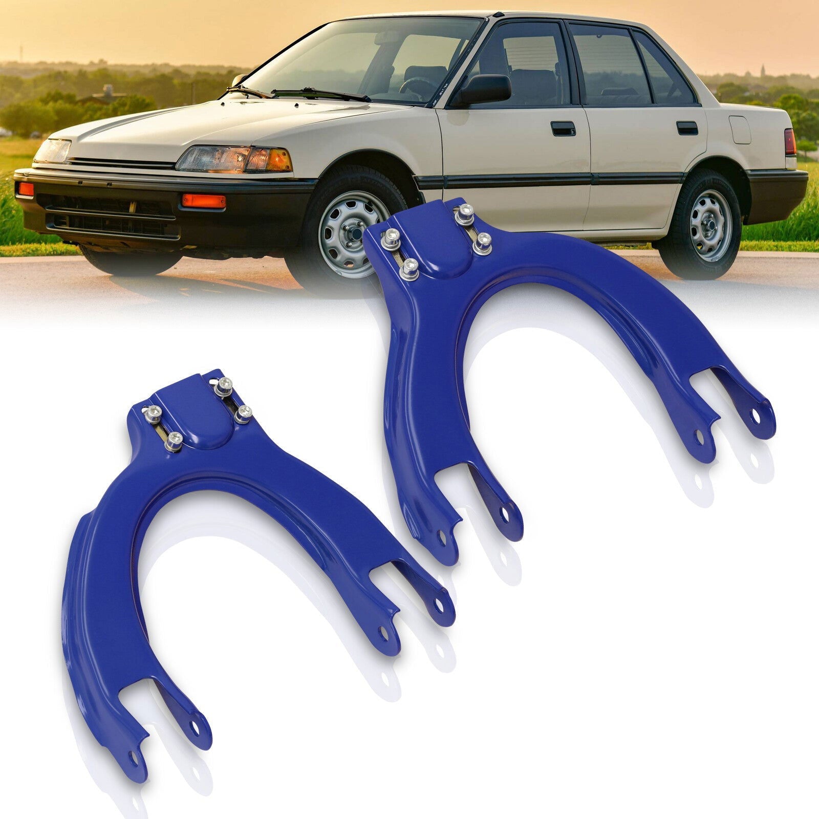 Honda Civic 1988-1991 / CRX 1988-1991 Front Upper Control Arms Camber Kit Blue - Parts Agent