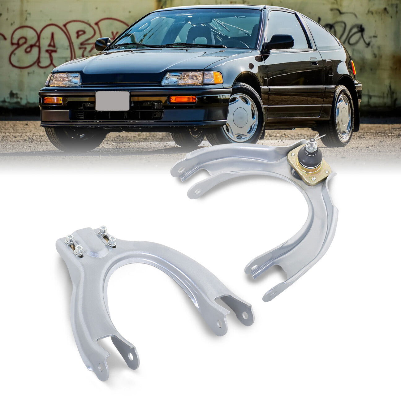 Honda Civic 1988-1991 / CRX 1988-1991 Front Upper Control Arms Camber Kit Silver - Parts Agent