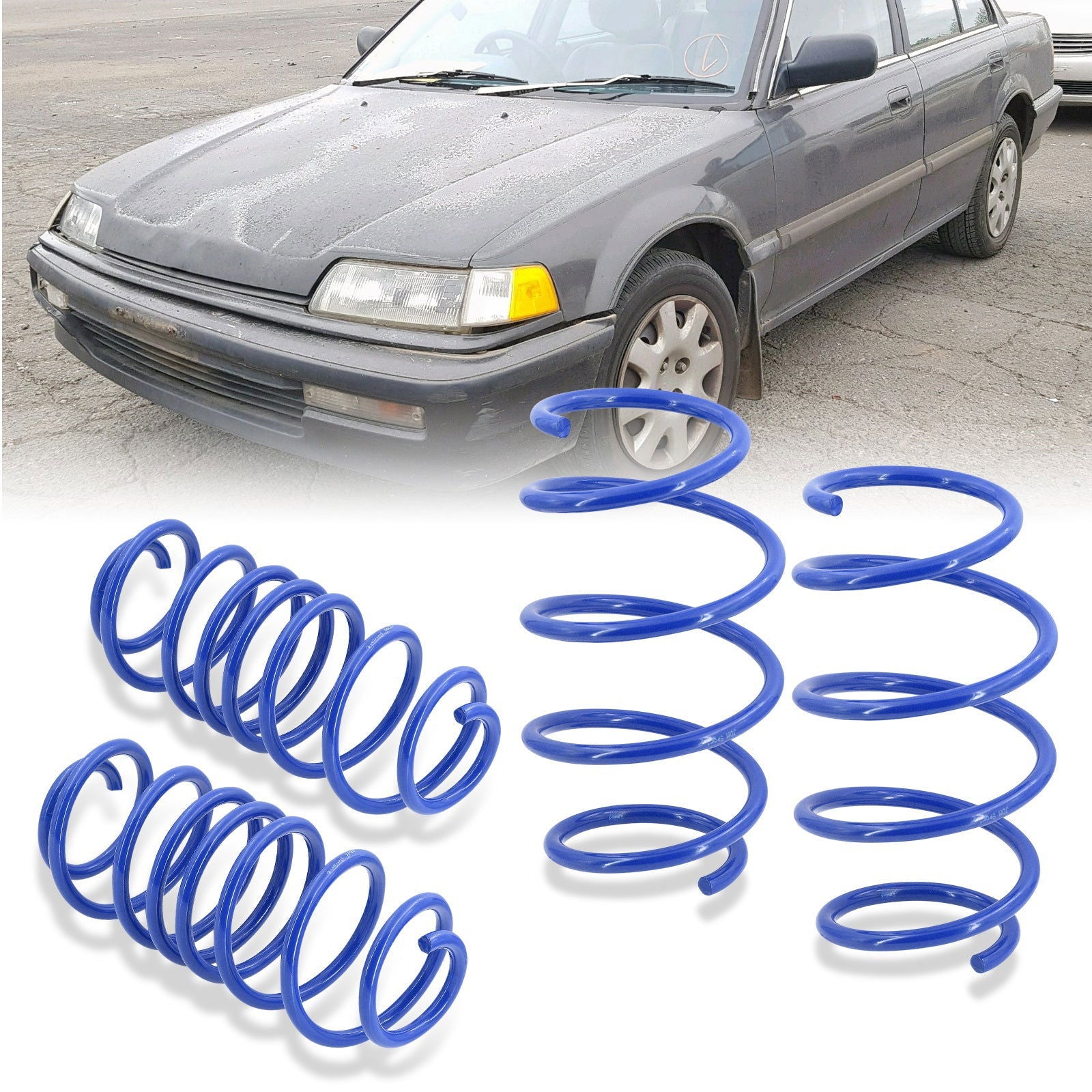 Honda Civic 1988-1991 / CRX 1988-1991 Lowering Springs Blue (Front ~2.5" / Rear ~2.25") - Parts Agent