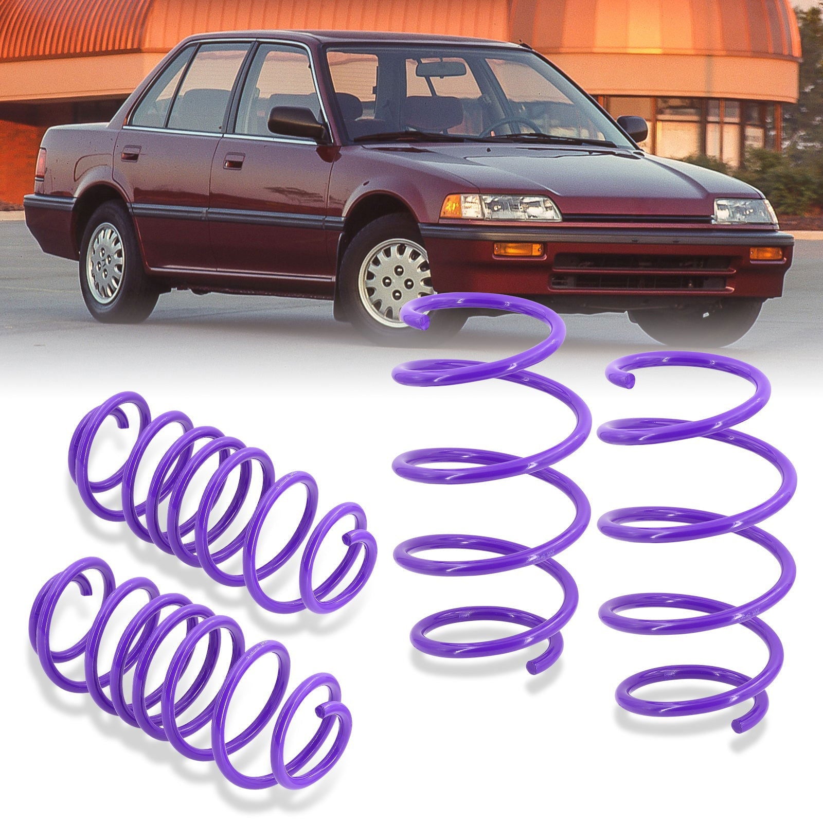 Honda Civic 1988-1991 / CRX 1988-1991 Lowering Springs Purple (Front ~2.5" / Rear ~2.25") - Parts Agent