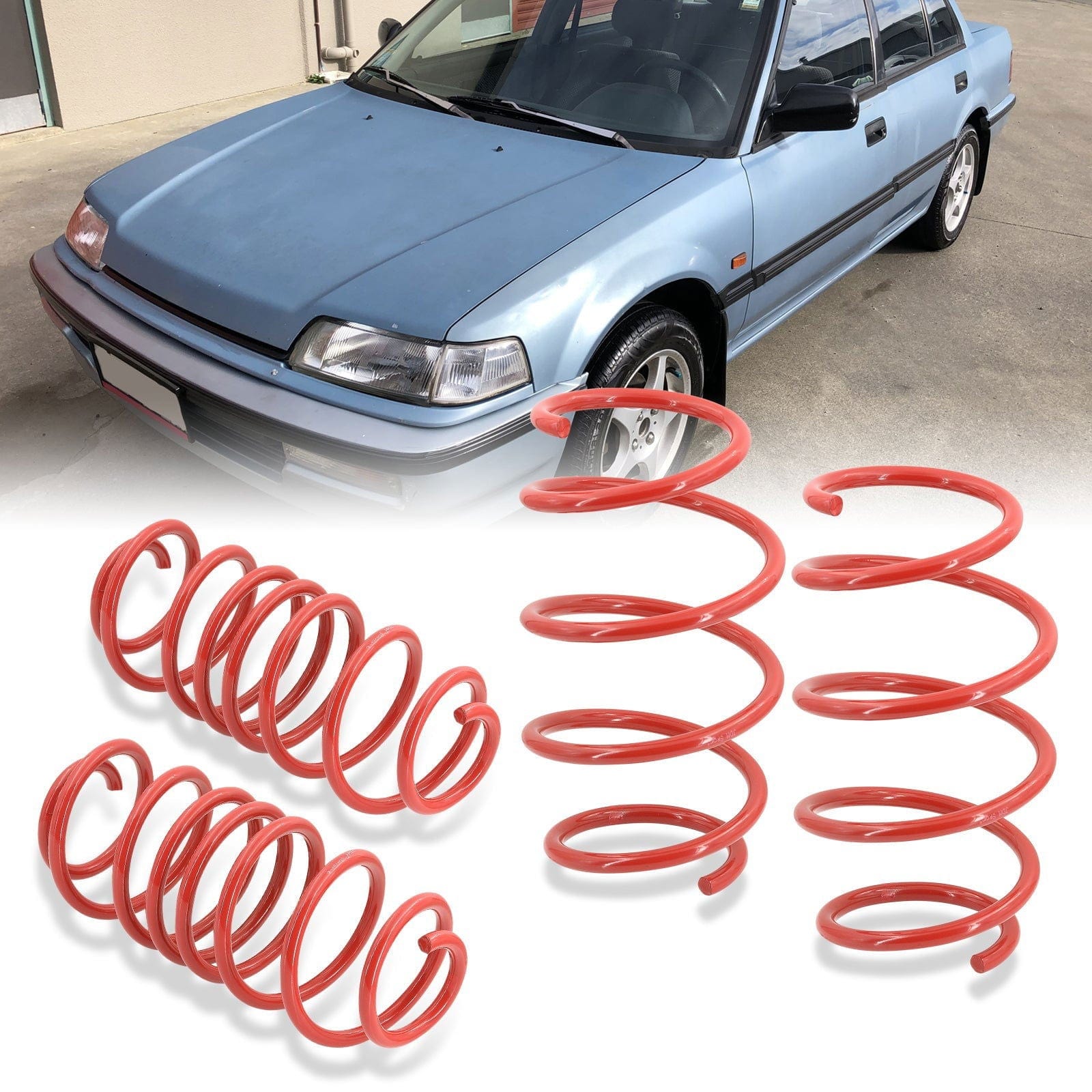 Honda Civic 1988-1991 / CRX 1988-1991 Lowering Springs Red (Front ~2.5" / Rear ~2.25") - Parts Agent