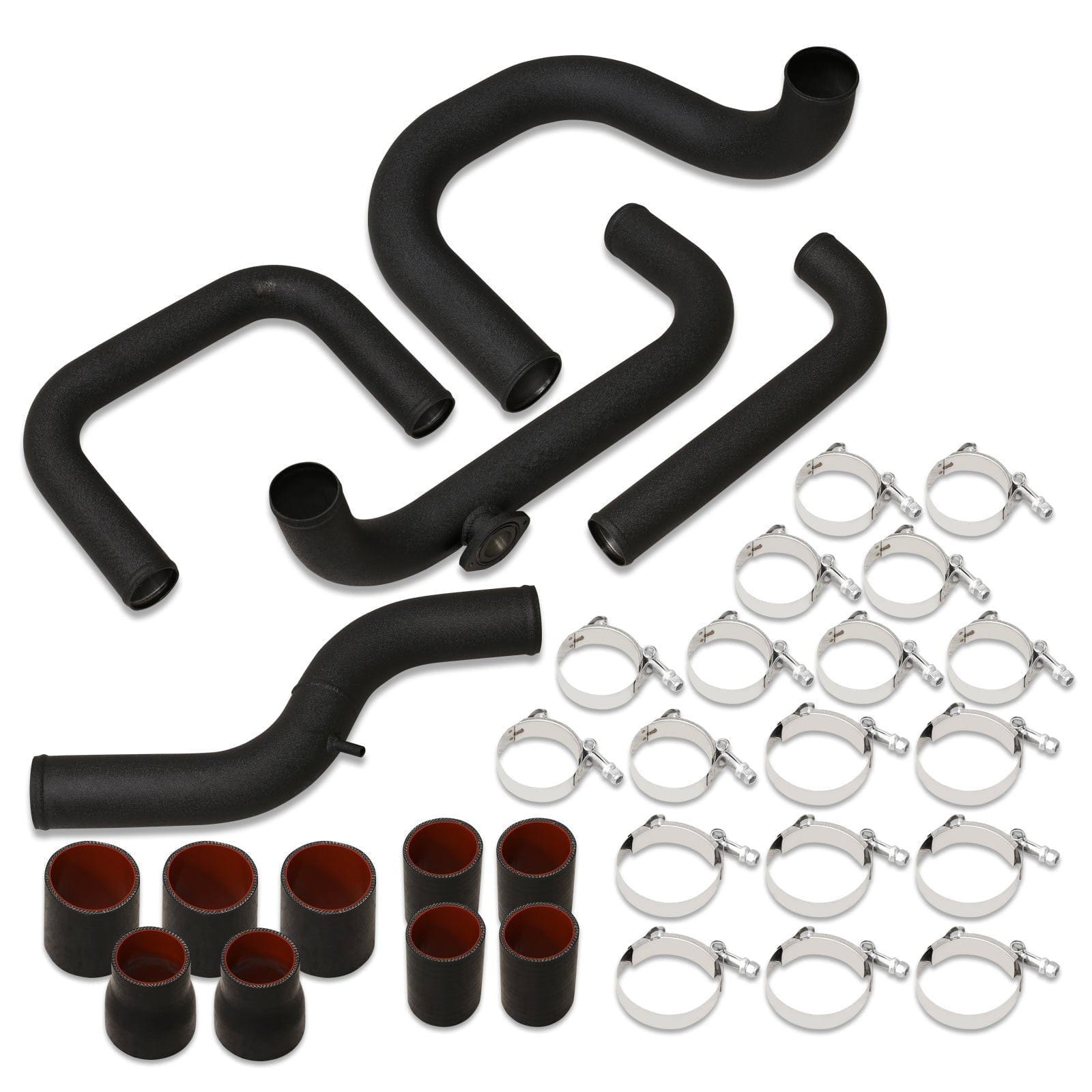 Honda Civic 1988-2000 / CRX 1988-1991 / Del Sol 1993-1997 / Acura Integra 1990-2001 Aluminum Piping Kit Black (With Type-S / Type-RS BOV Flange) - Parts Agent