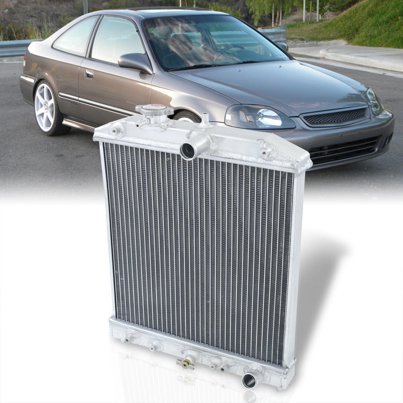 Honda Civic 1988-2000 / Del Sol 1993-1997 D-Series SOHC Auotomatic Transmission Aluminum Radiator - Parts Agent