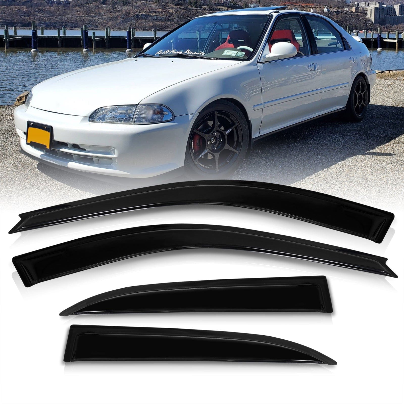 Honda Civic 1992-1995 4 Door Tape On Window Visors - Parts Agent