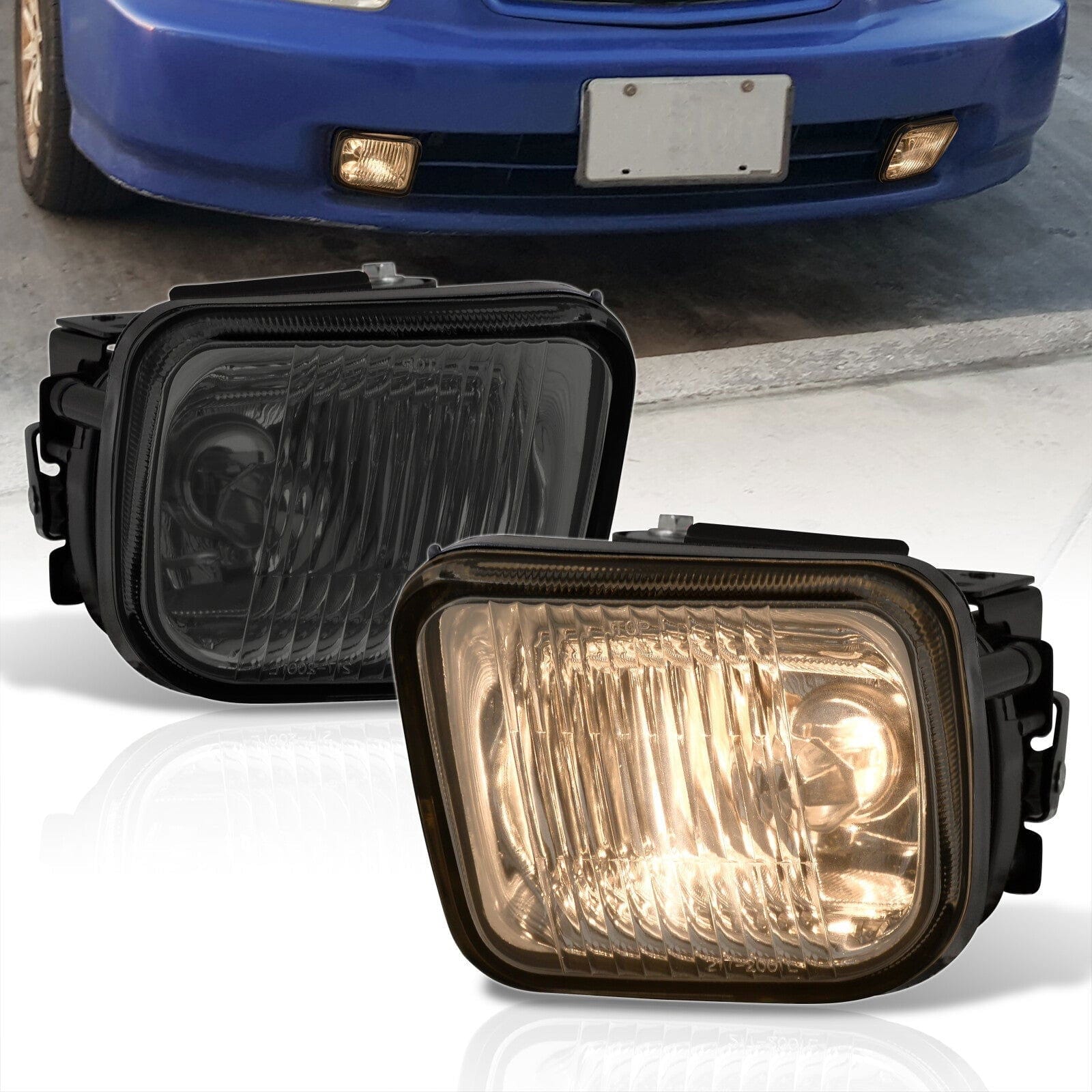 Honda Civic 1996-1998 Front Fog Lights Smoked Len (Includes Switch & Wiring Harness) - Parts Agent