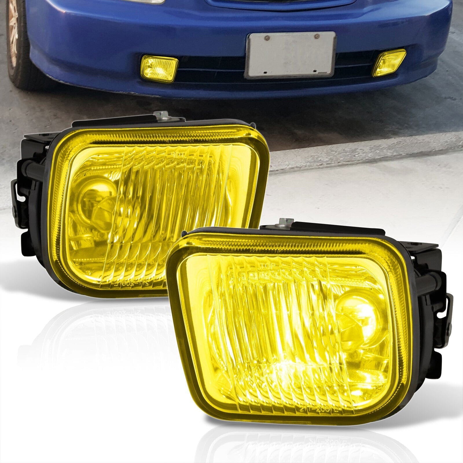 Honda Civic 1996-1998 Front Fog Lights Yellow Len (Includes Switch & Wiring Harness) - Parts Agent