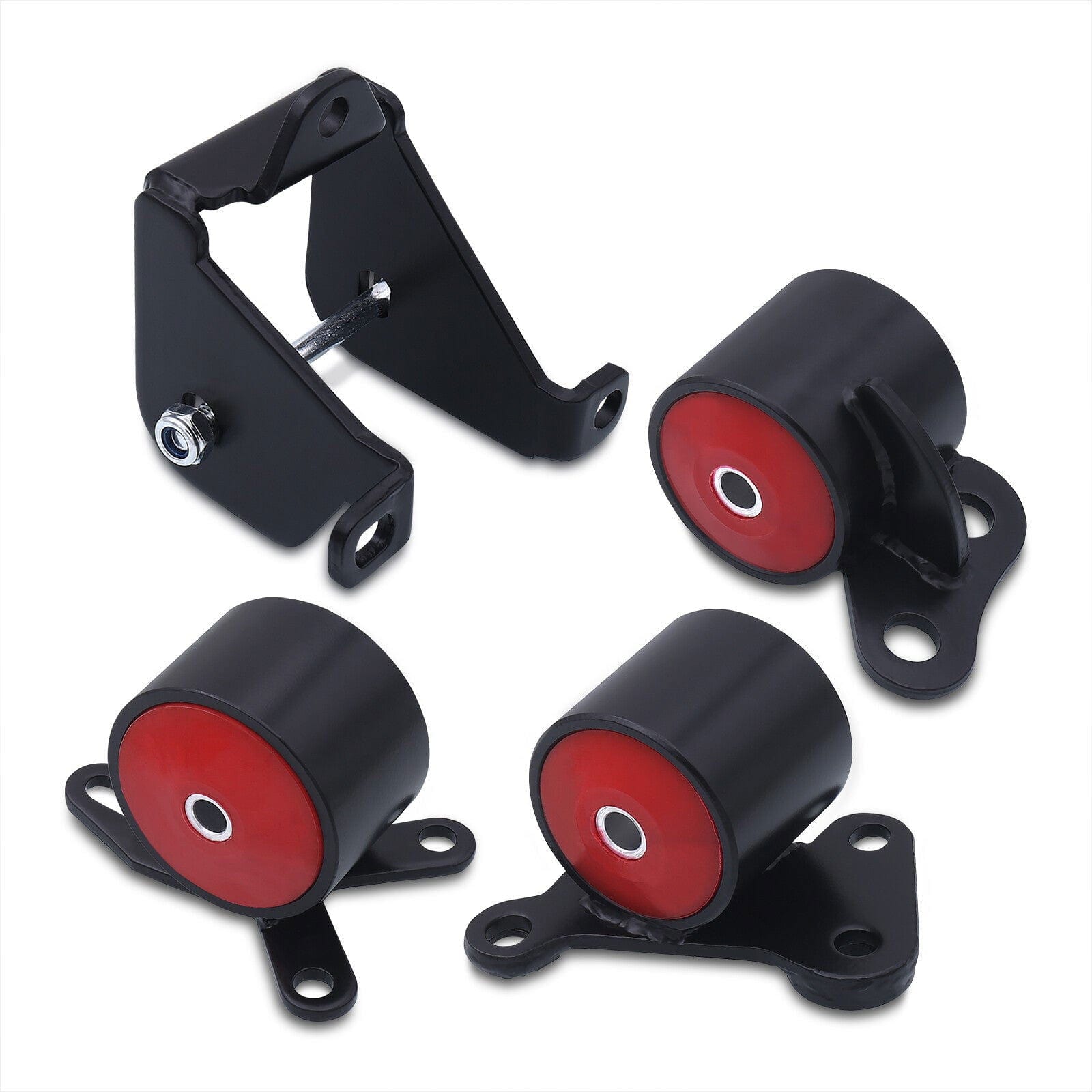 Honda Civic 1996-2000 D to B Series Conversion Engine Motor Mount Black with Red Polyurethane Bushings - Parts Agent