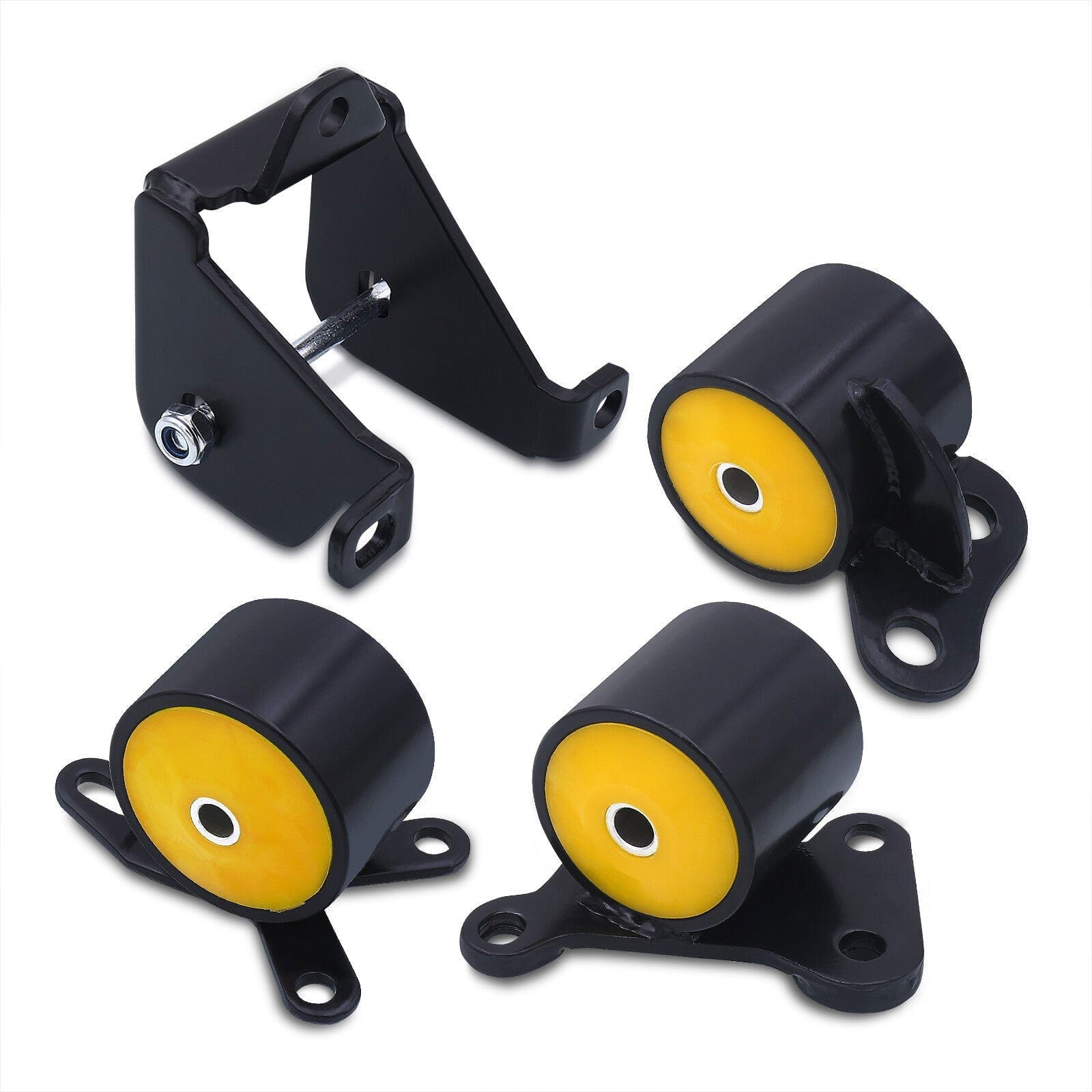 Honda Civic 1996-2000 D to B Series Conversion Engine Motor Mount Black with Yellow Polyurethane Bushings - Parts Agent