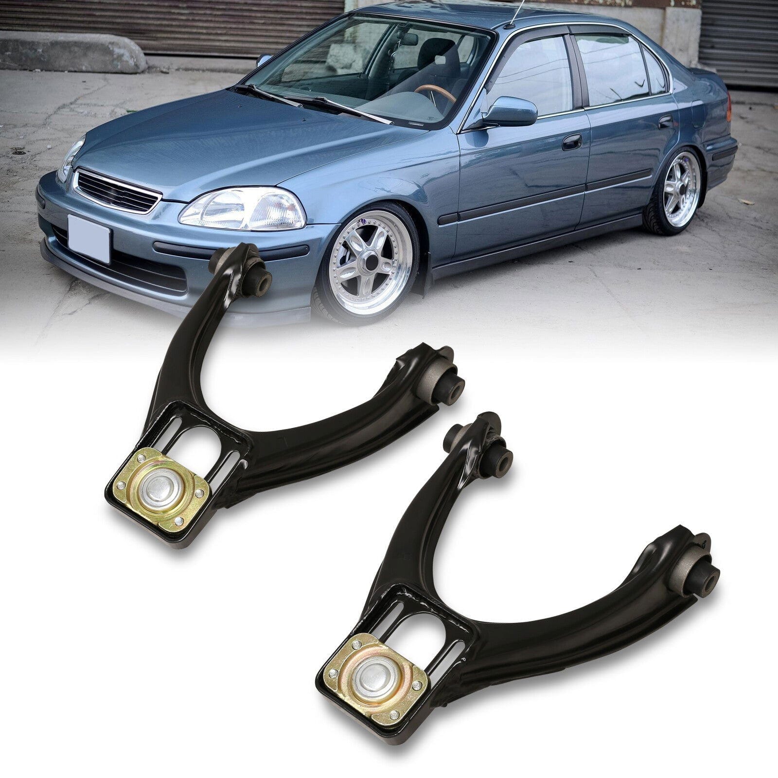 Honda Civic 1996-2000 Front Upper Control Arms Camber Kit Black - Parts Agent