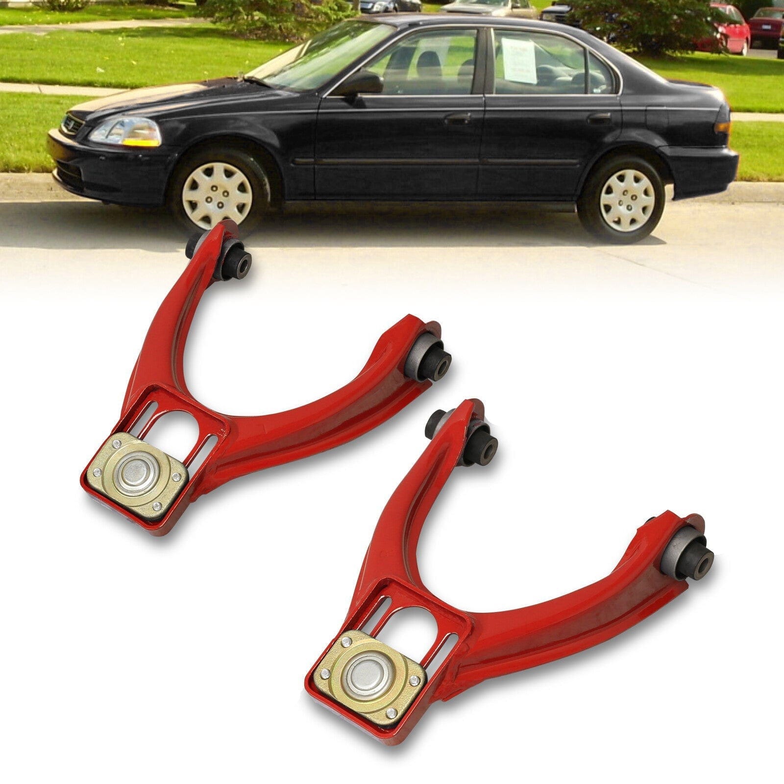 Honda Civic 1996-2000 Front Upper Control Arms Camber Kit Red - Parts Agent
