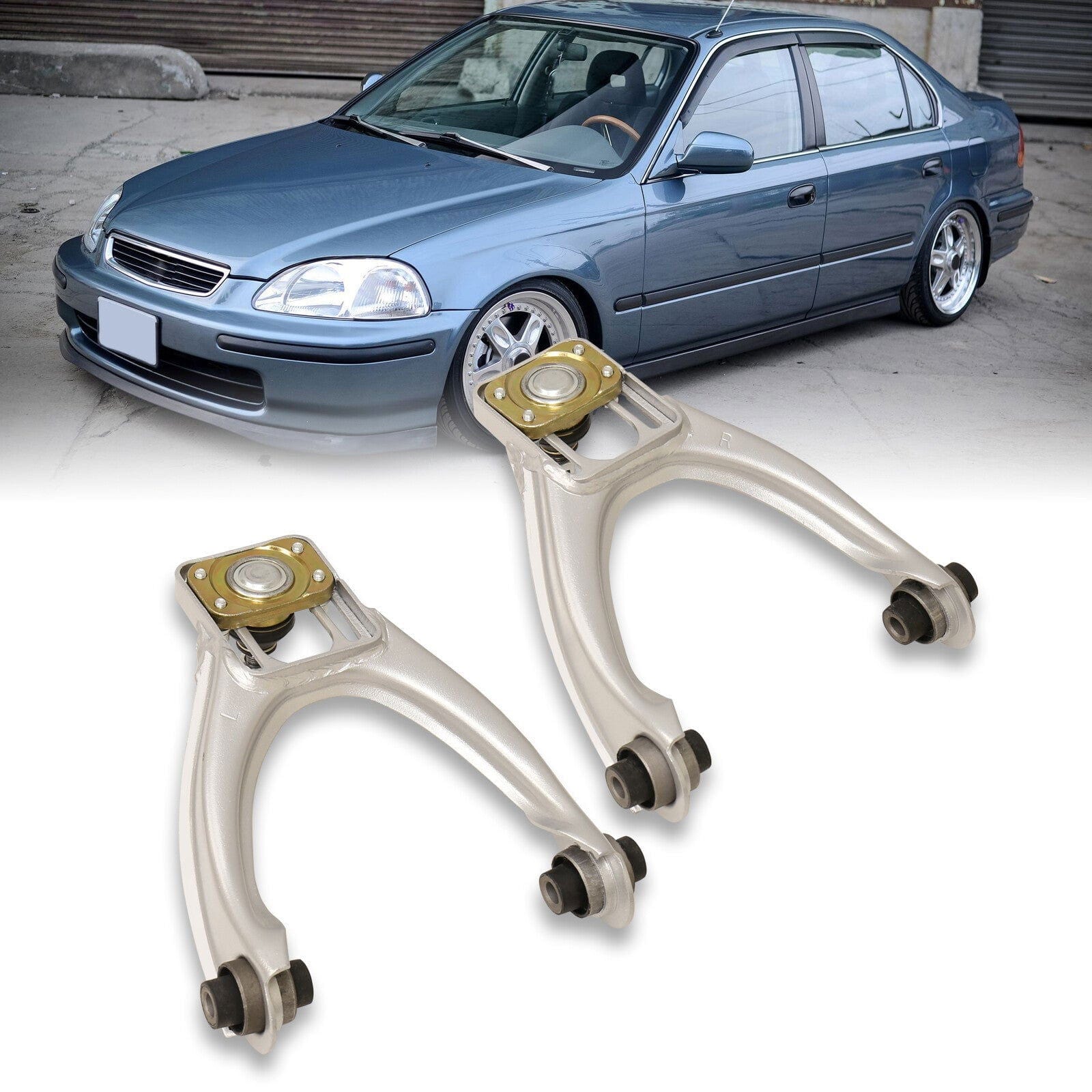 Honda Civic 1996-2000 Front Upper Control Arms Camber Kit Silver - Parts Agent