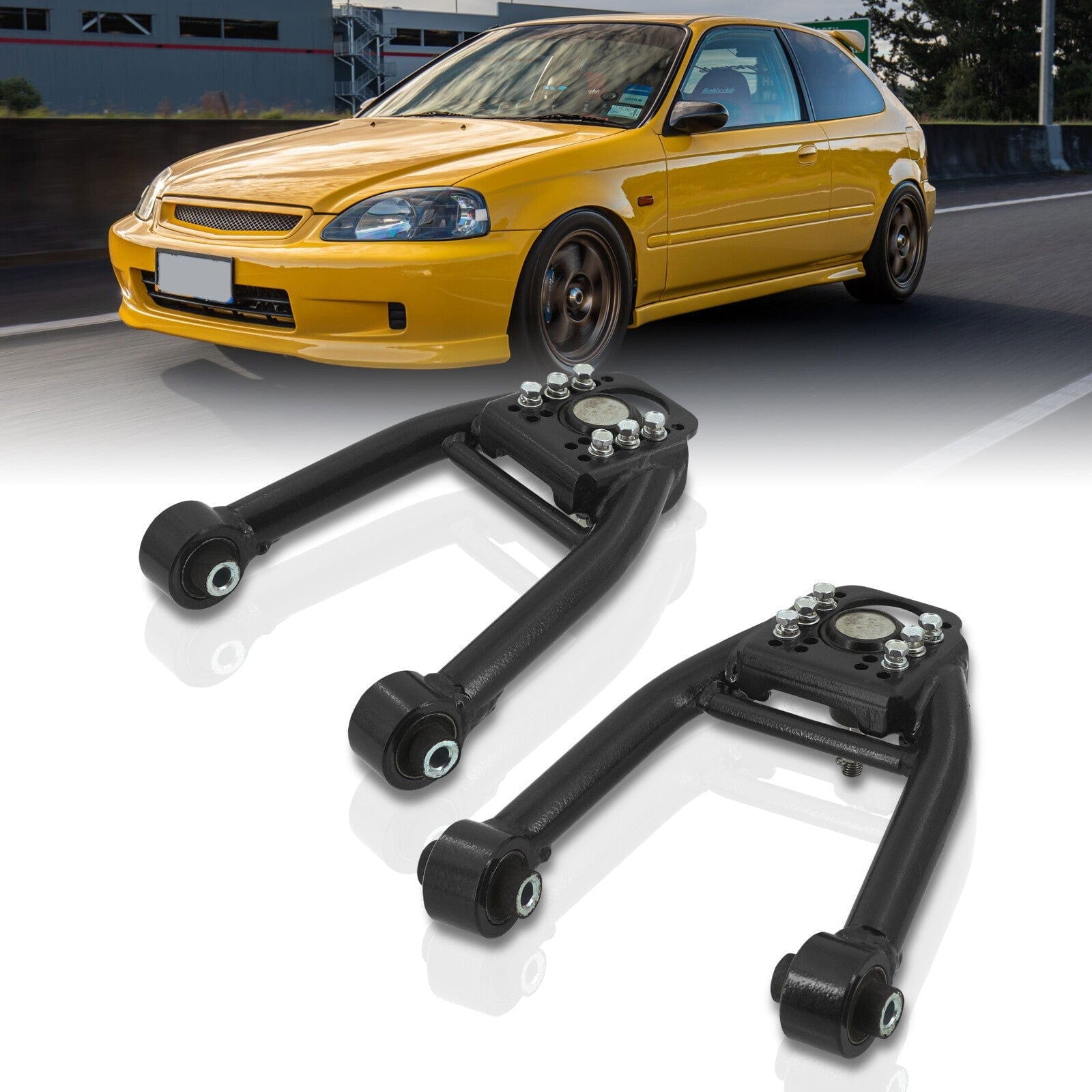 Honda Civic 1996-2000 Front Upper Tubular Control Arms Camber Kit Black - Parts Agent
