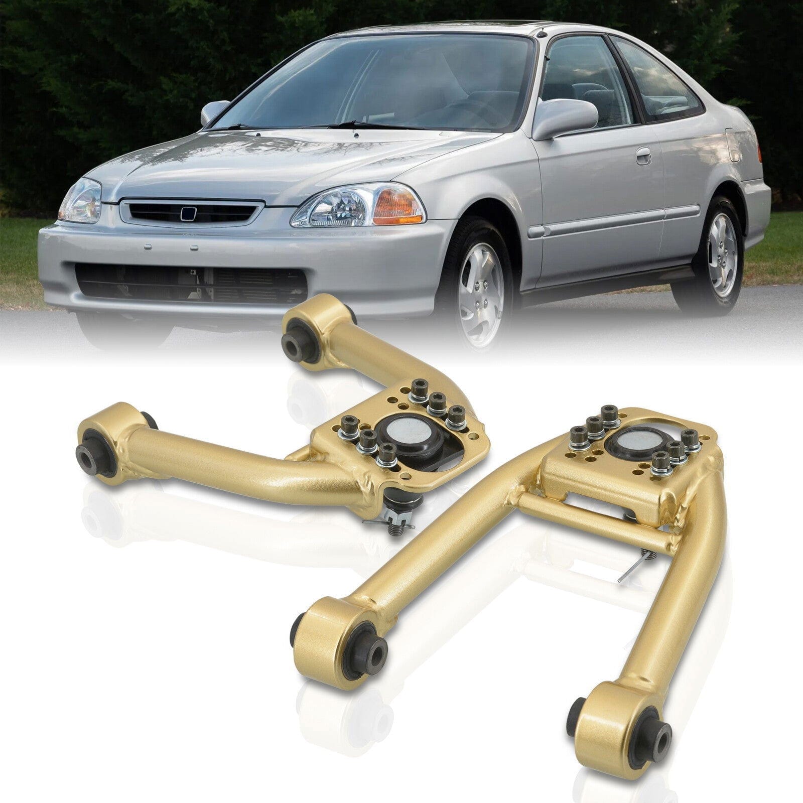 Honda Civic 1996-2000 Front Upper Tubular Control Arms Camber Kit Gold - Parts Agent