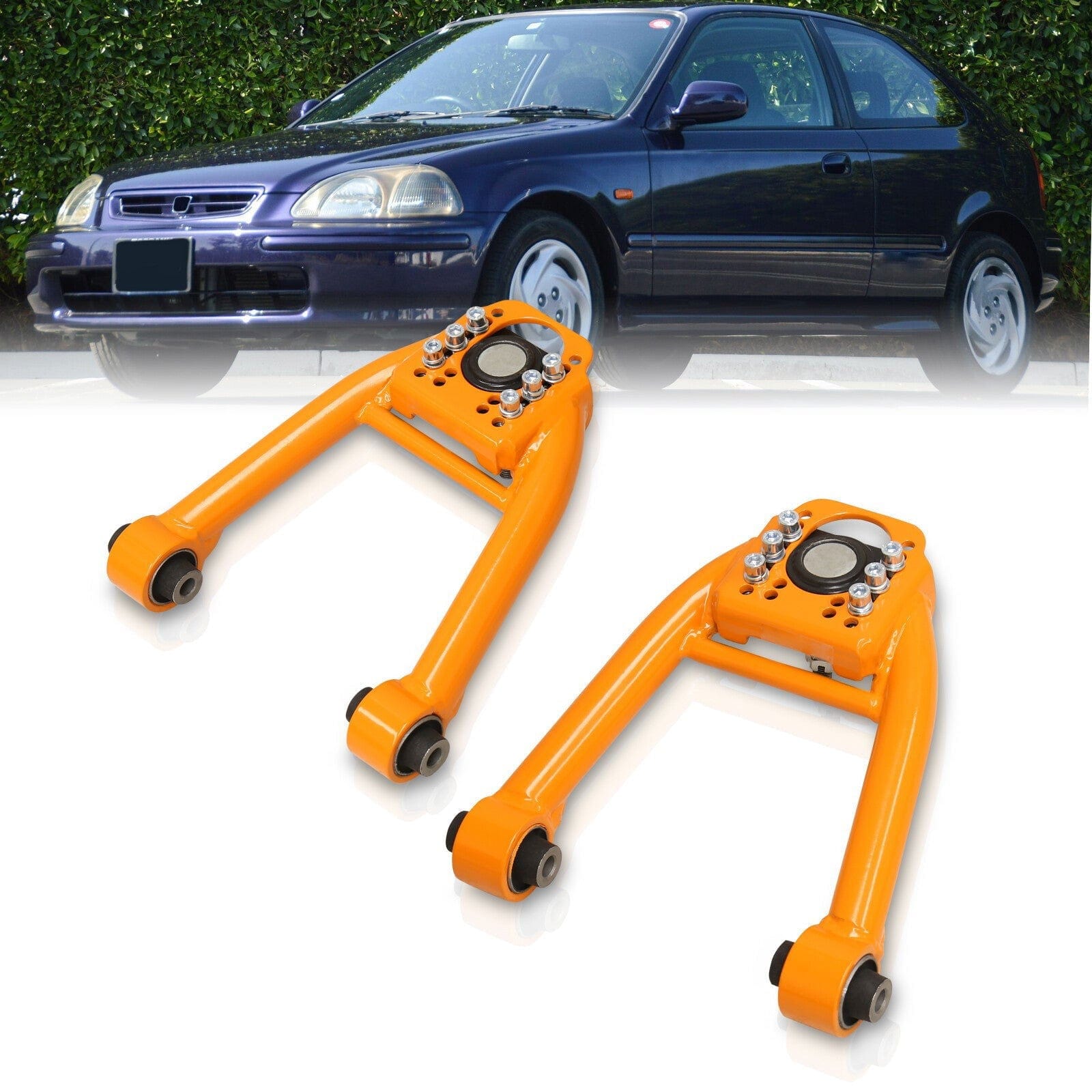 Honda Civic 1996-2000 Front Upper Tubular Control Arms Camber Kit Orange - Parts Agent