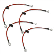 Honda Civic 1996-2000 Stainless Steel Braided Oil Brake Lines Red (Models with Rear Disc Only) - Parts Agent