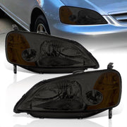 Honda Civic 2/4Door 2001-2003 Factory Style Headlights Chrome Housing Smoke Len Amber Reflector - Parts Agent