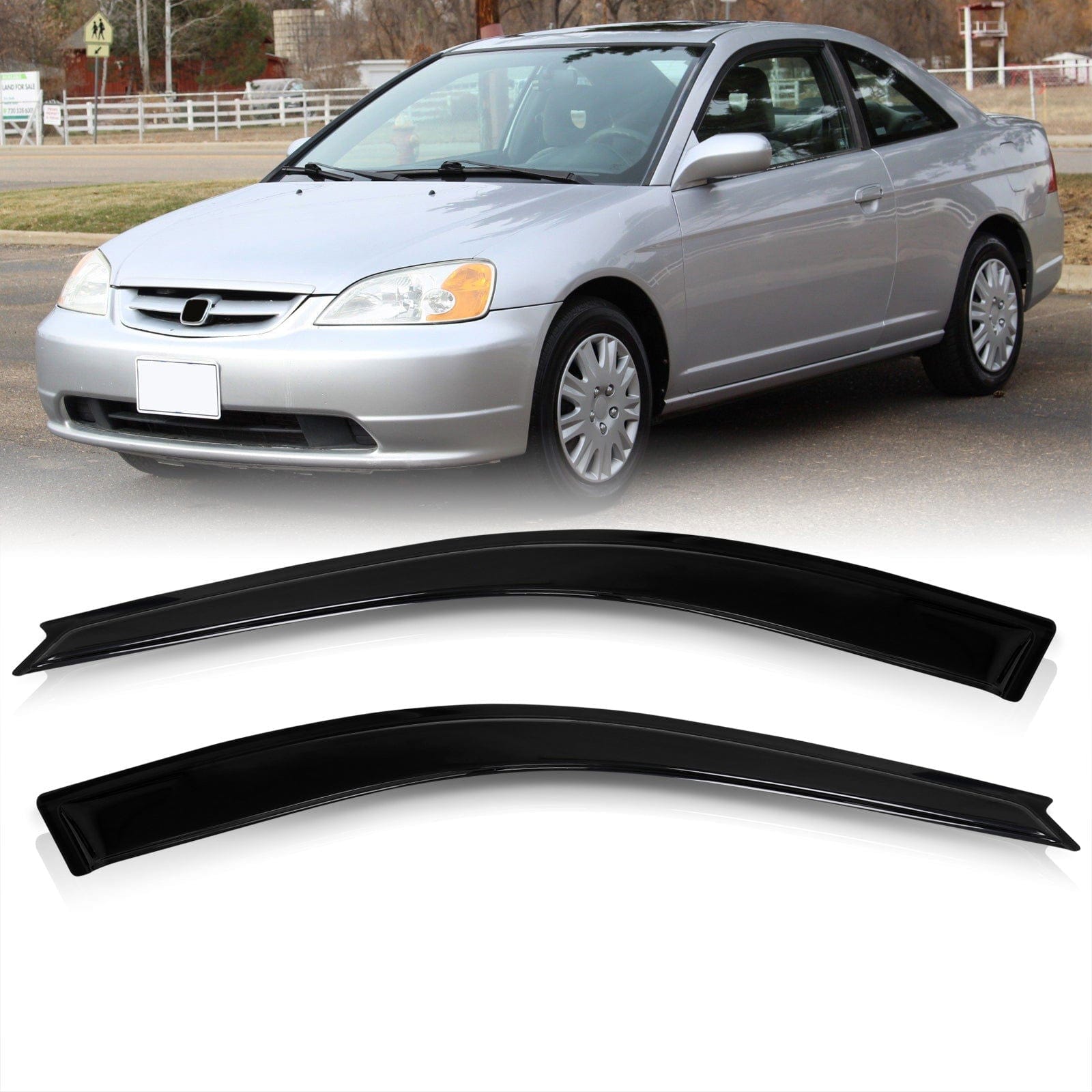 Honda Civic 2001-2005 2 Door Tape On Window Visors - Parts Agent