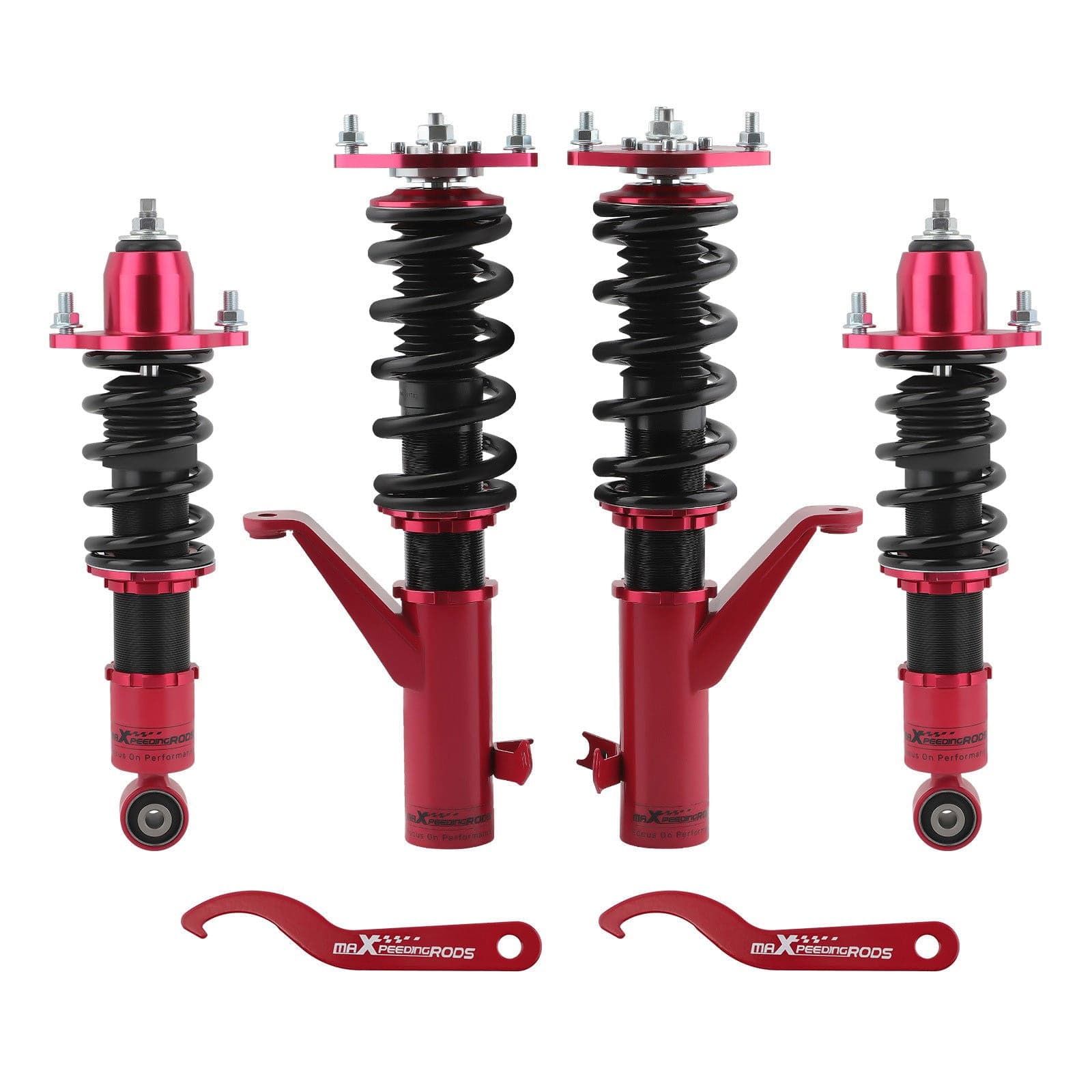 Honda Civic 2001 2002 2003 2004 2005 Adjustbale Height Shock Strut Red Coilovers lowering kit - Parts Agent