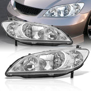 Honda Civic 2004-2005 Factory Style Headlights Chrome Housing Clear Len Clear Reflector - Parts Agent