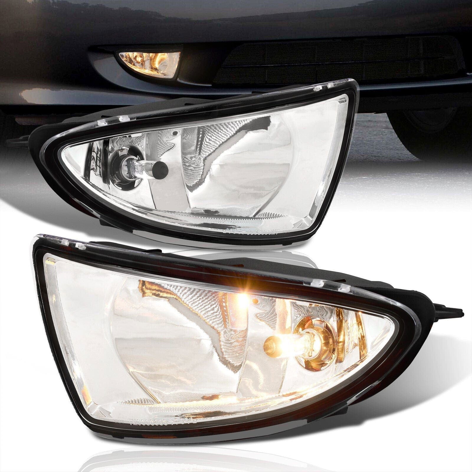 Honda Civic 2004-2005 Front Fog Lights Clear Len (Includes Switch & Wiring Harness) - Parts Agent