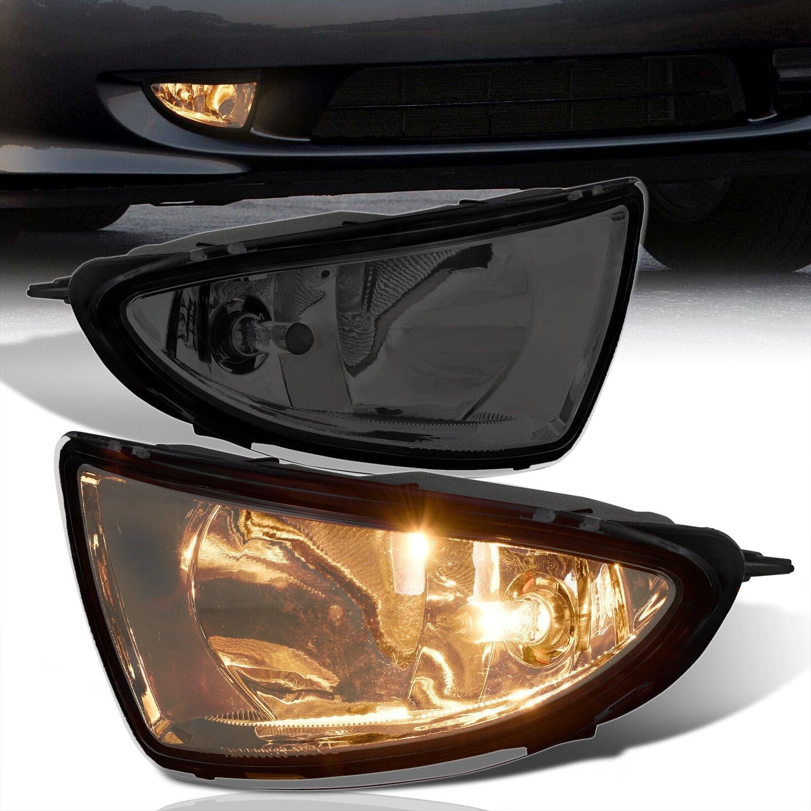 Honda Civic 2004-2005 Front Fog Lights Smoked Len (Includes Switch & Wiring Harness) - Parts Agent