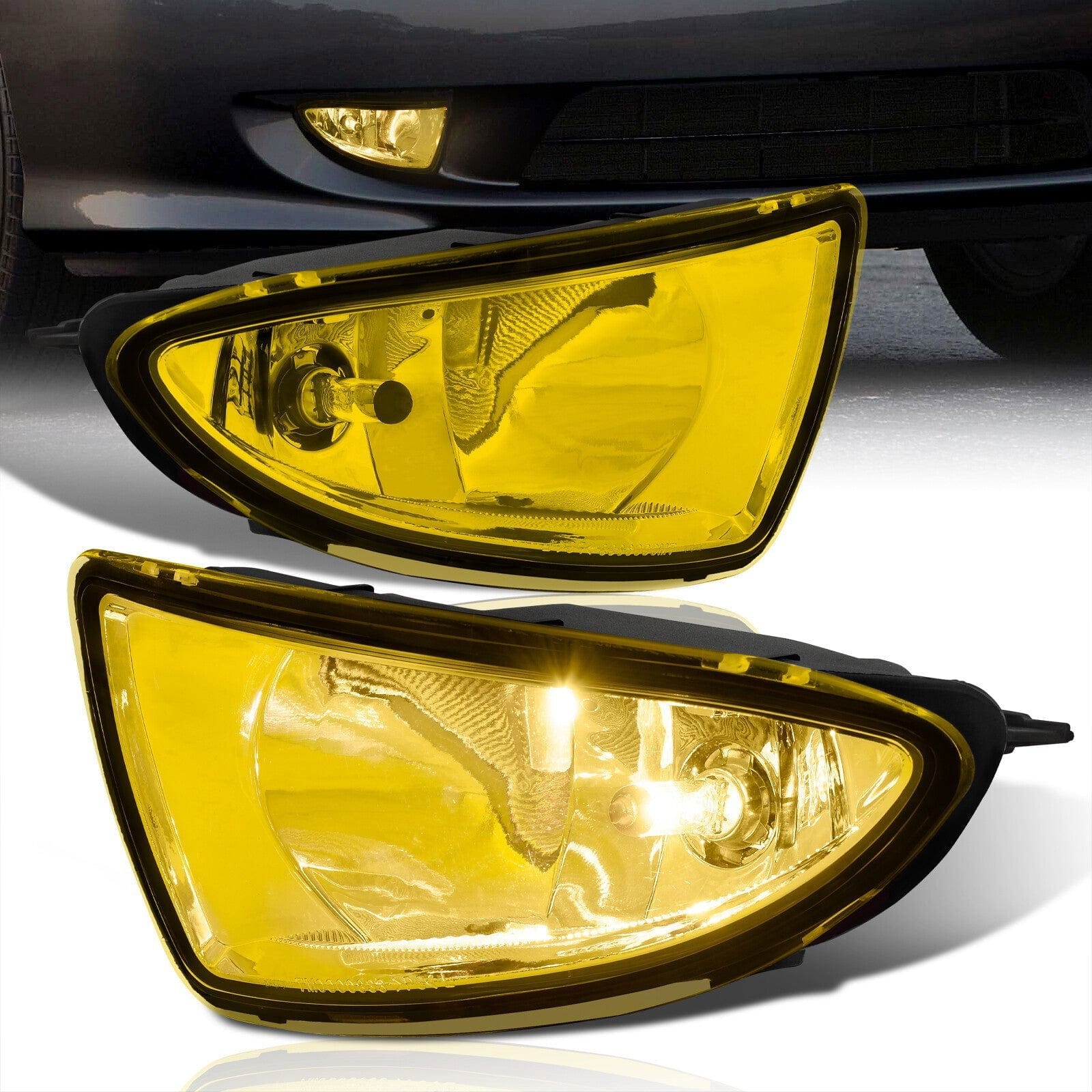 Honda Civic 2004-2005 Front Fog Lights Yellow Len (Includes Switch & Wiring Harness) - Parts Agent