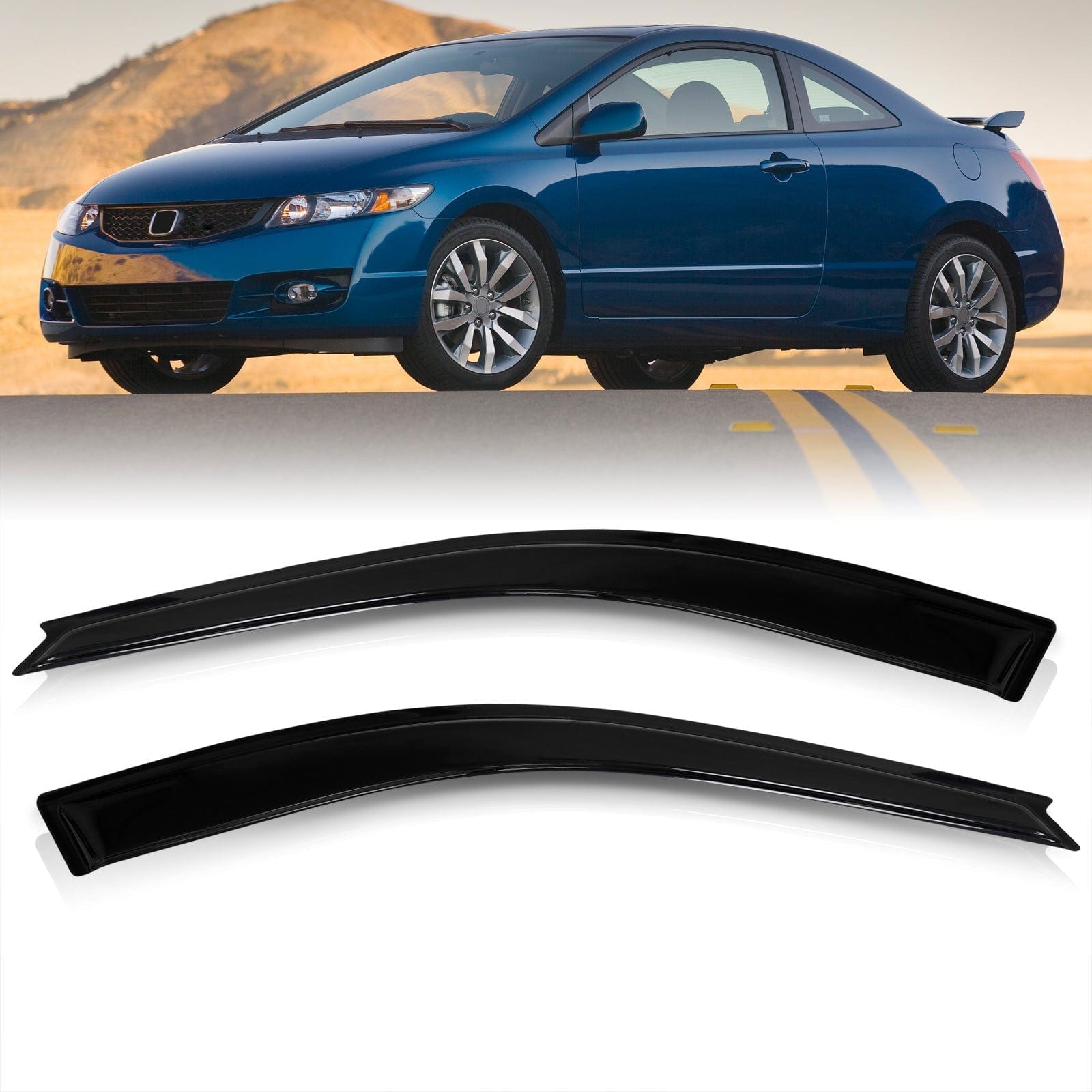 Honda Civic 2006-2011 2 Door Tape On Window Visors - Parts Agent