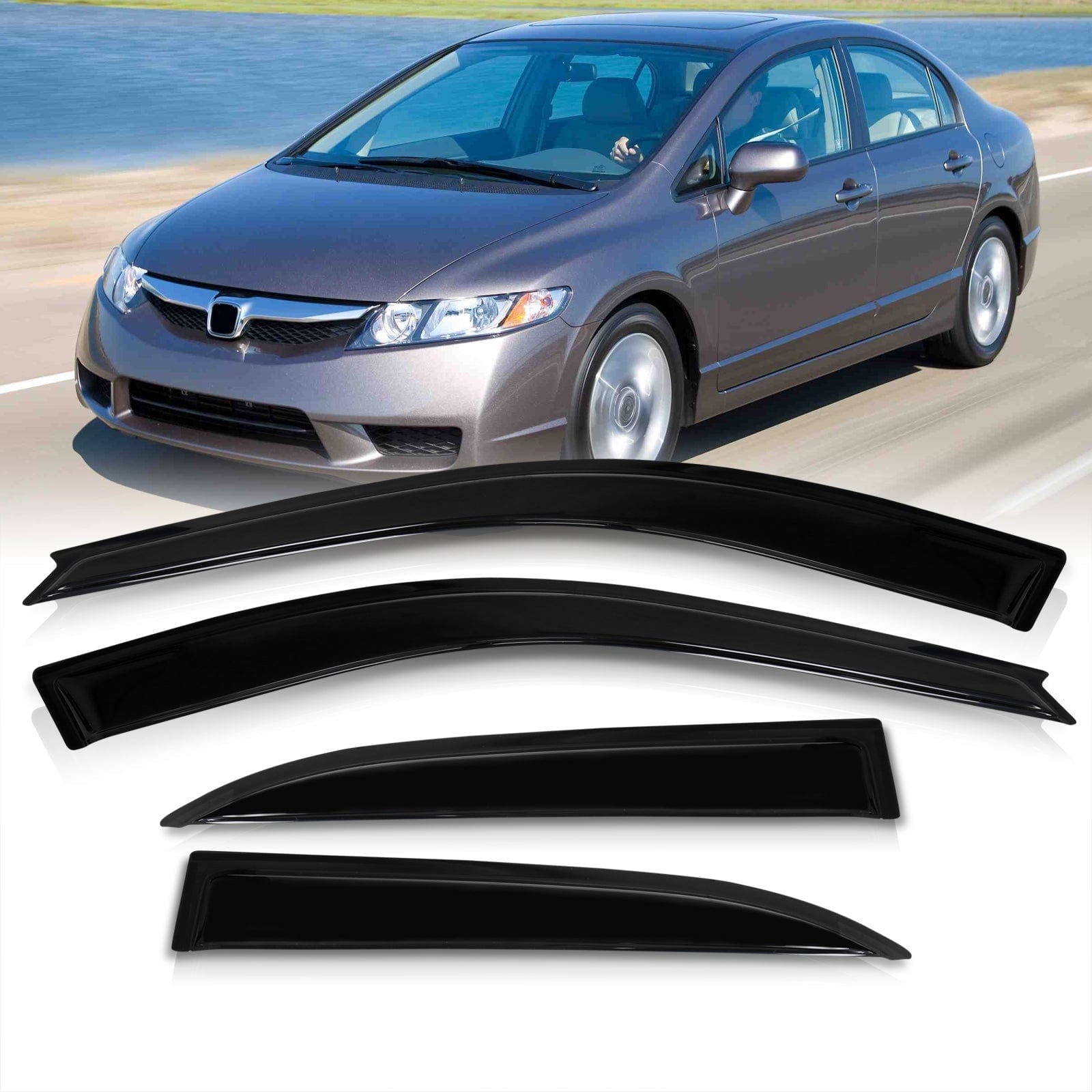 Honda Civic 2006-2011 4 Door Tape On Window Visors - Parts Agent