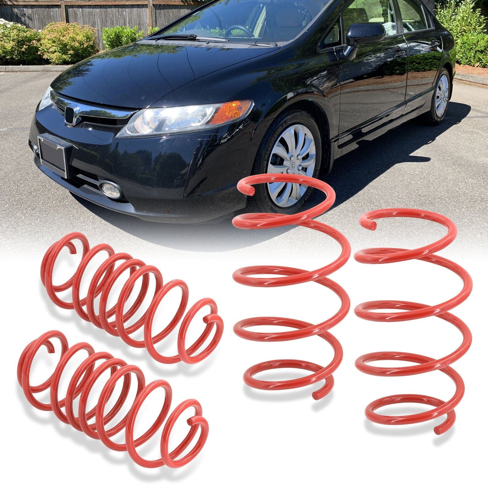 Honda Civic 2006-2011 Lowering Springs Red (Front ~1.5" / Rear ~1.5") - Parts Agent
