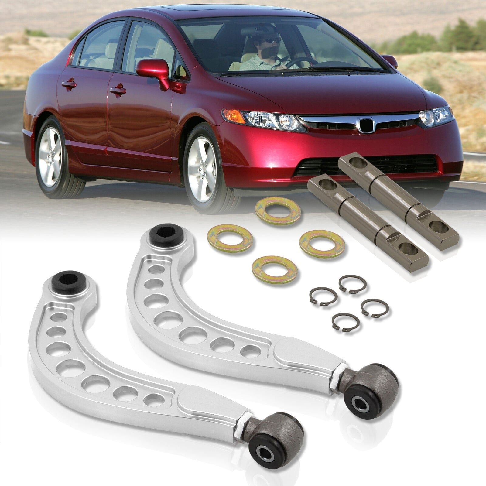 Honda Civic 2006-2015 Rear Control Arms Camber Kit Silver - Parts Agent