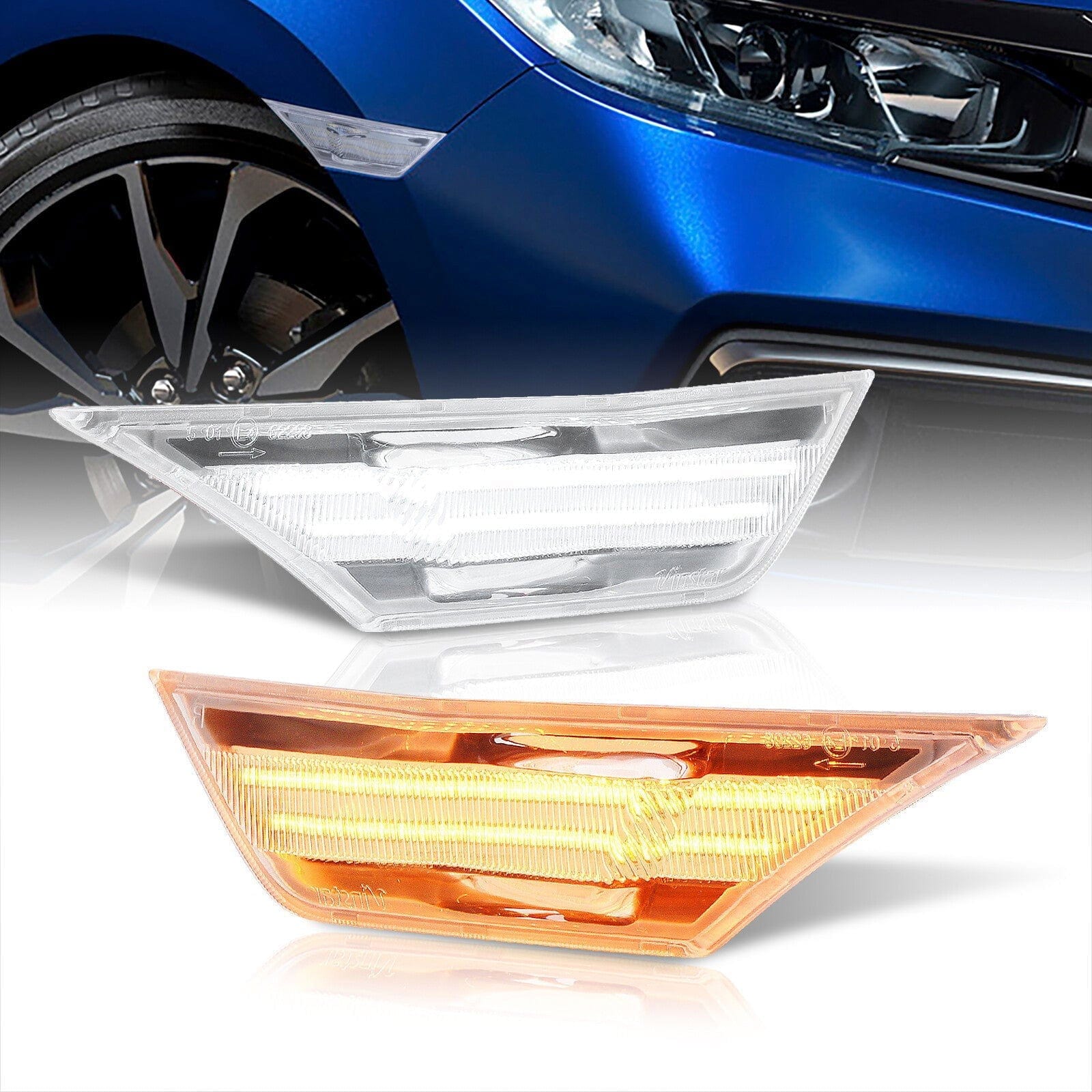 Honda Civic 2016-2021 2in1 Turn Signal/Running Lights LED Side Marker Clear Len - Parts Agent
