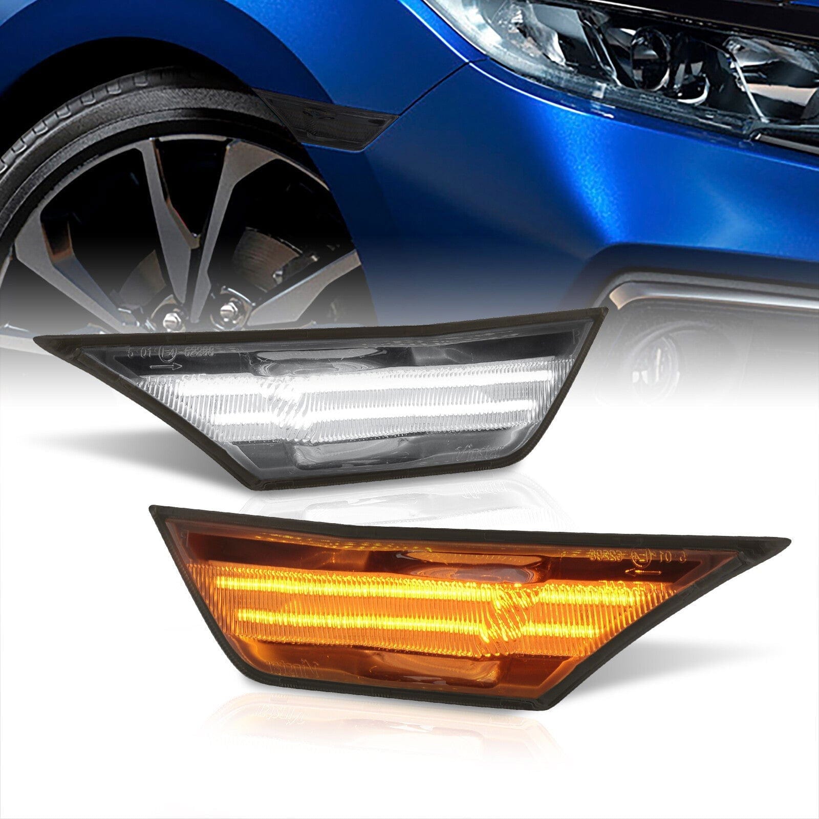 Honda Civic 2016-2021 2in1 Turn Signal/Running Lights LED Side Marker Smoke Len - Parts Agent