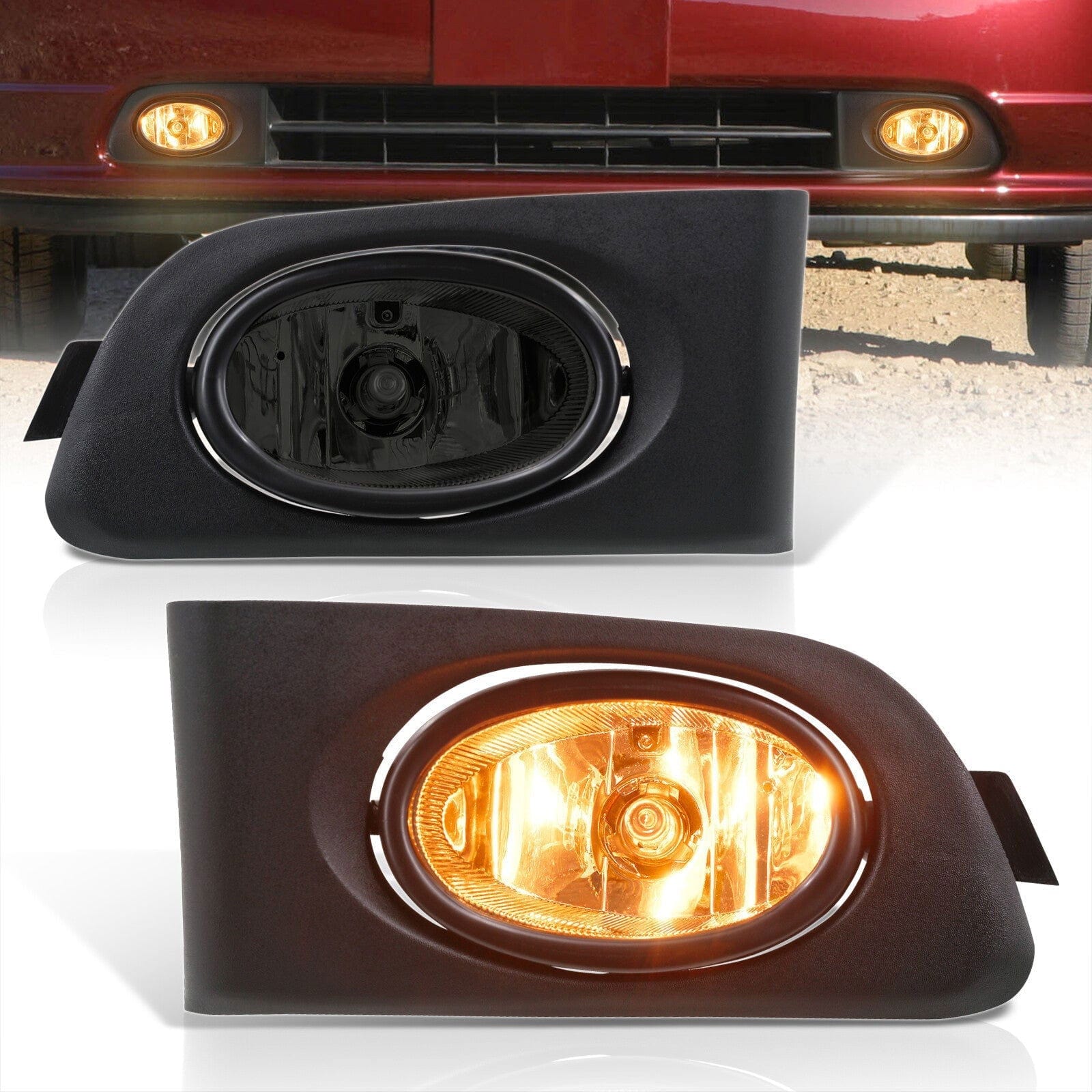Honda Civic 2DR/4DR 2001-2003 Front Fog Lights Smoked Len (Includes Switch & Wiring Harness) - Parts Agent