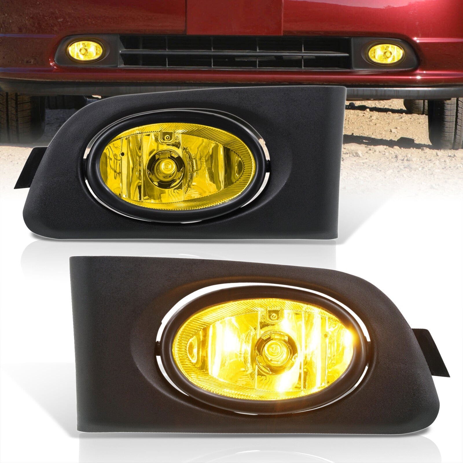 Honda Civic 2DR/4DR 2001-2003 Front Fog Lights Yellow Len (Includes Switch & Wiring Harness) - Parts Agent
