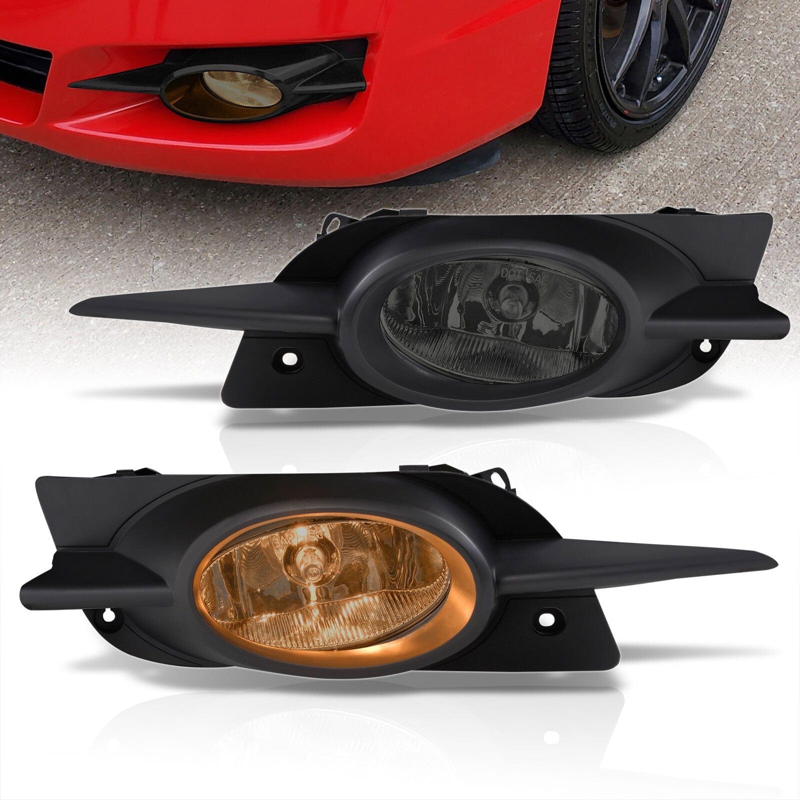 Honda Civic 2DR 2009-2011 Front Fog Lights Smoked Len (Includes Switch & Wiring Harness) - Parts Agent
