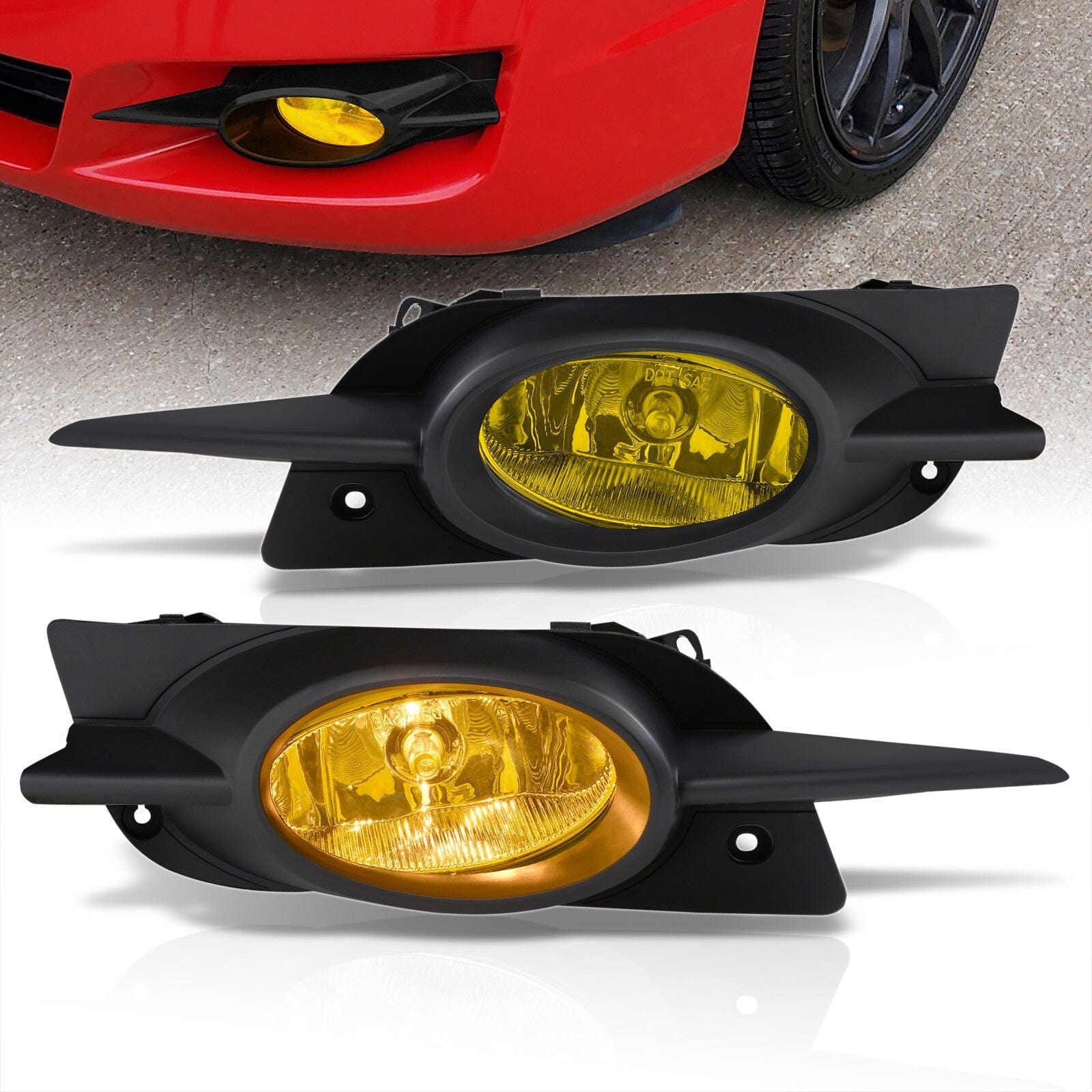 Honda Civic 2DR 2009-2011 Front Fog Lights Yellow Len (Includes Switch & Wiring Harness) - Parts Agent
