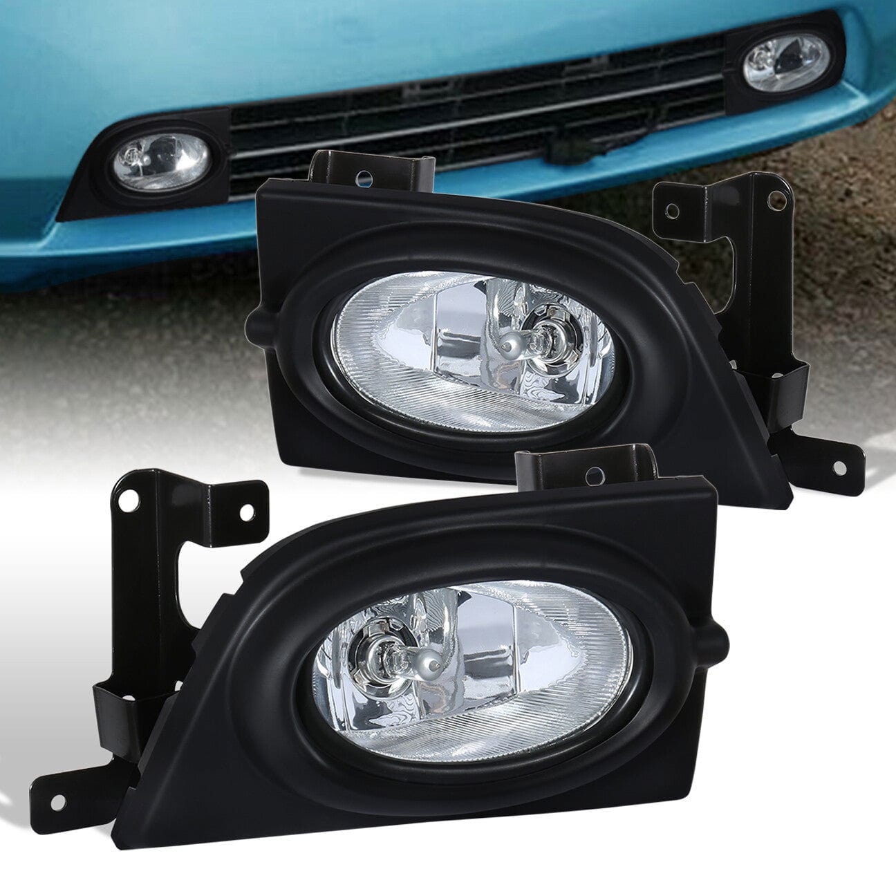 Honda Civic 4DR 2006-2008 Front Fog Lights Clear Len (Includes Switch & Wiring Harness) - Parts Agent