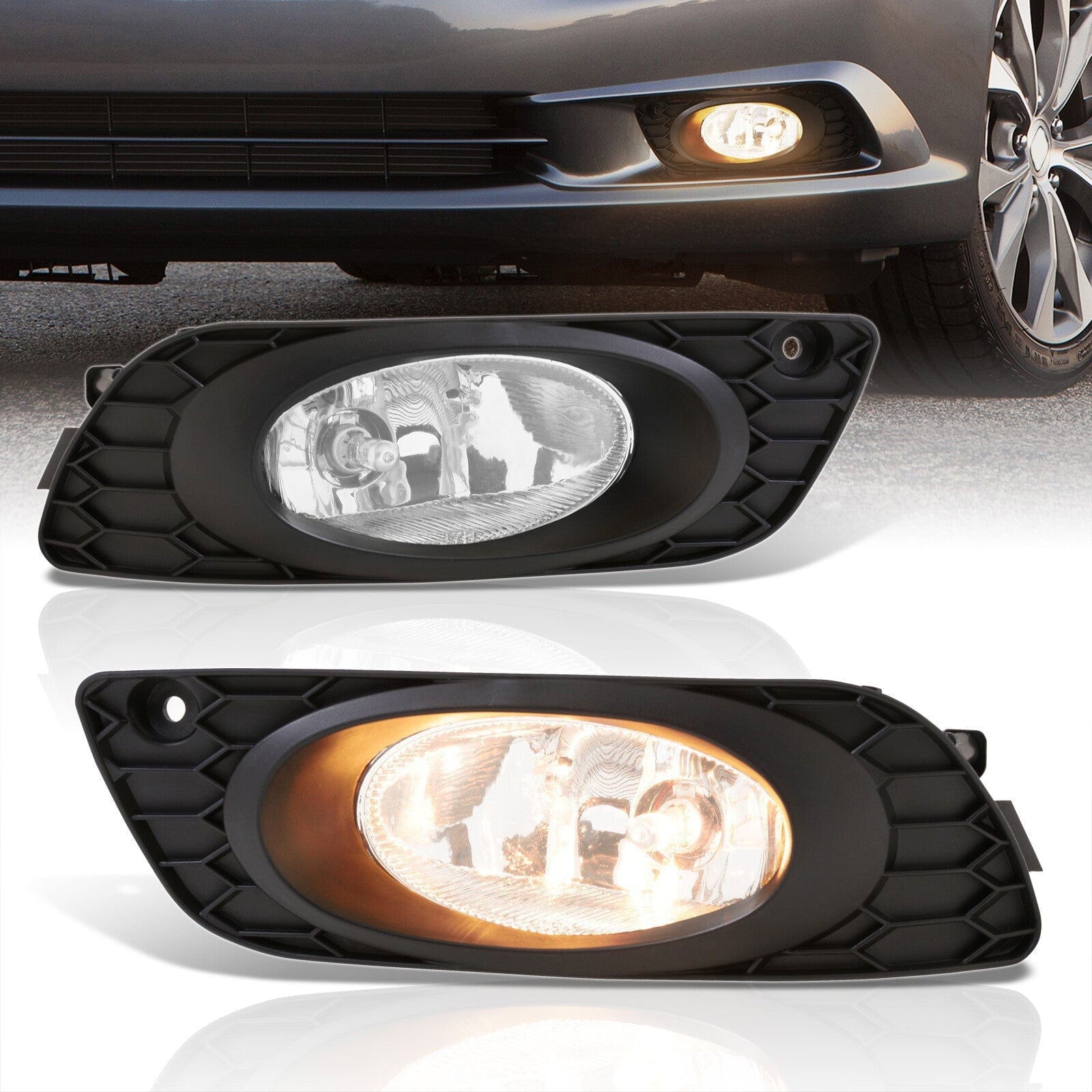 Honda Civic 4DR 2012 Front Fog Lights Clear Len (Includes Switch & Wiring Harness) - Parts Agent
