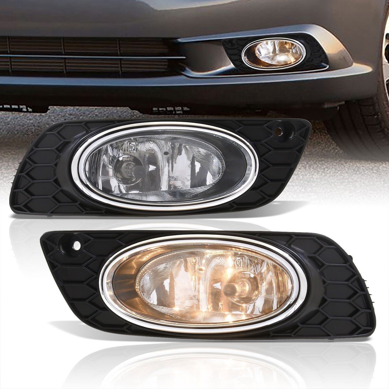Honda Civic 4DR 2012 Front Fog Lights Clear Len (Includes Switch & Wiring Harness) - Parts Agent