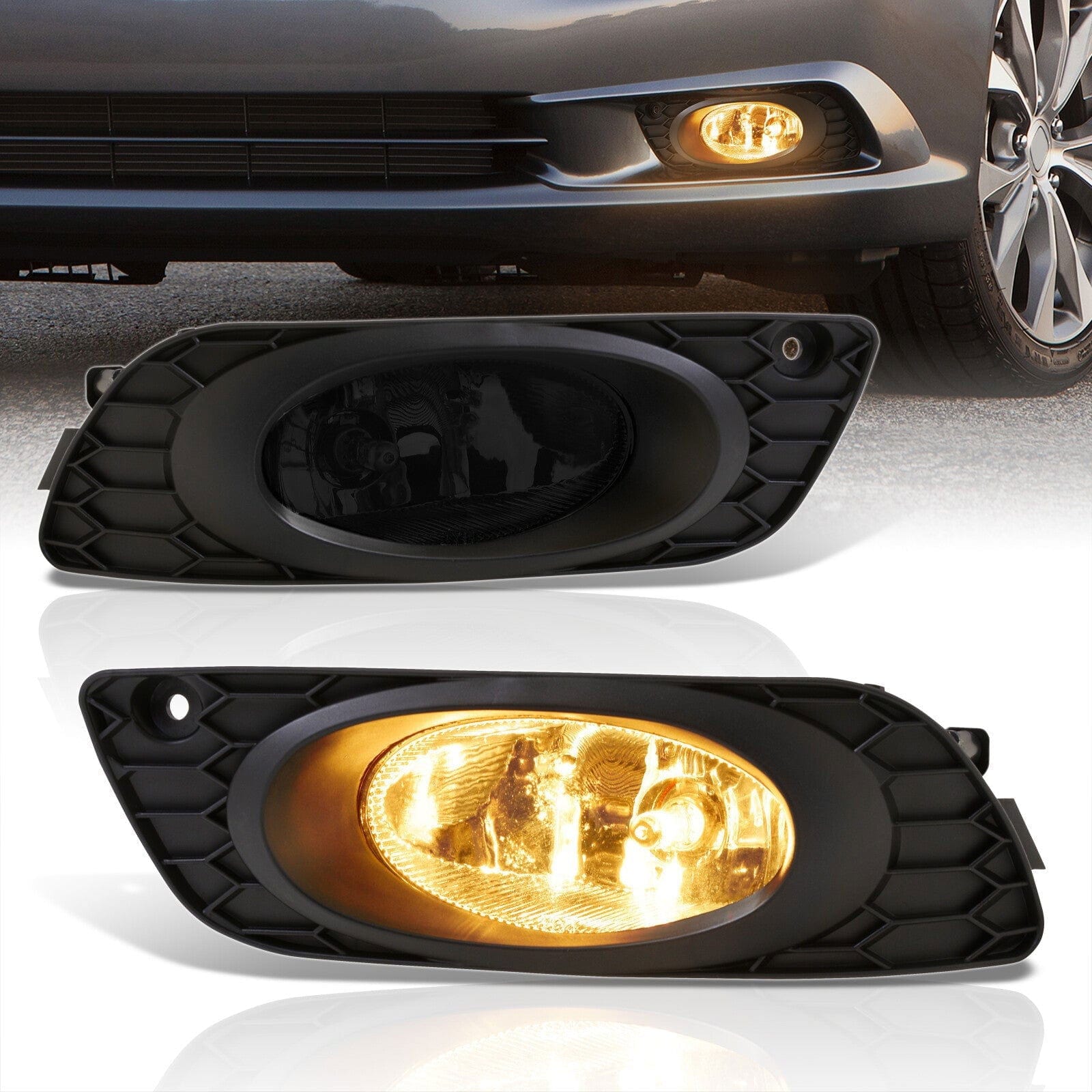 Honda Civic 4DR 2012 Front Fog Lights Smoked Len (Includes Switch & Wiring Harness) - Parts Agent