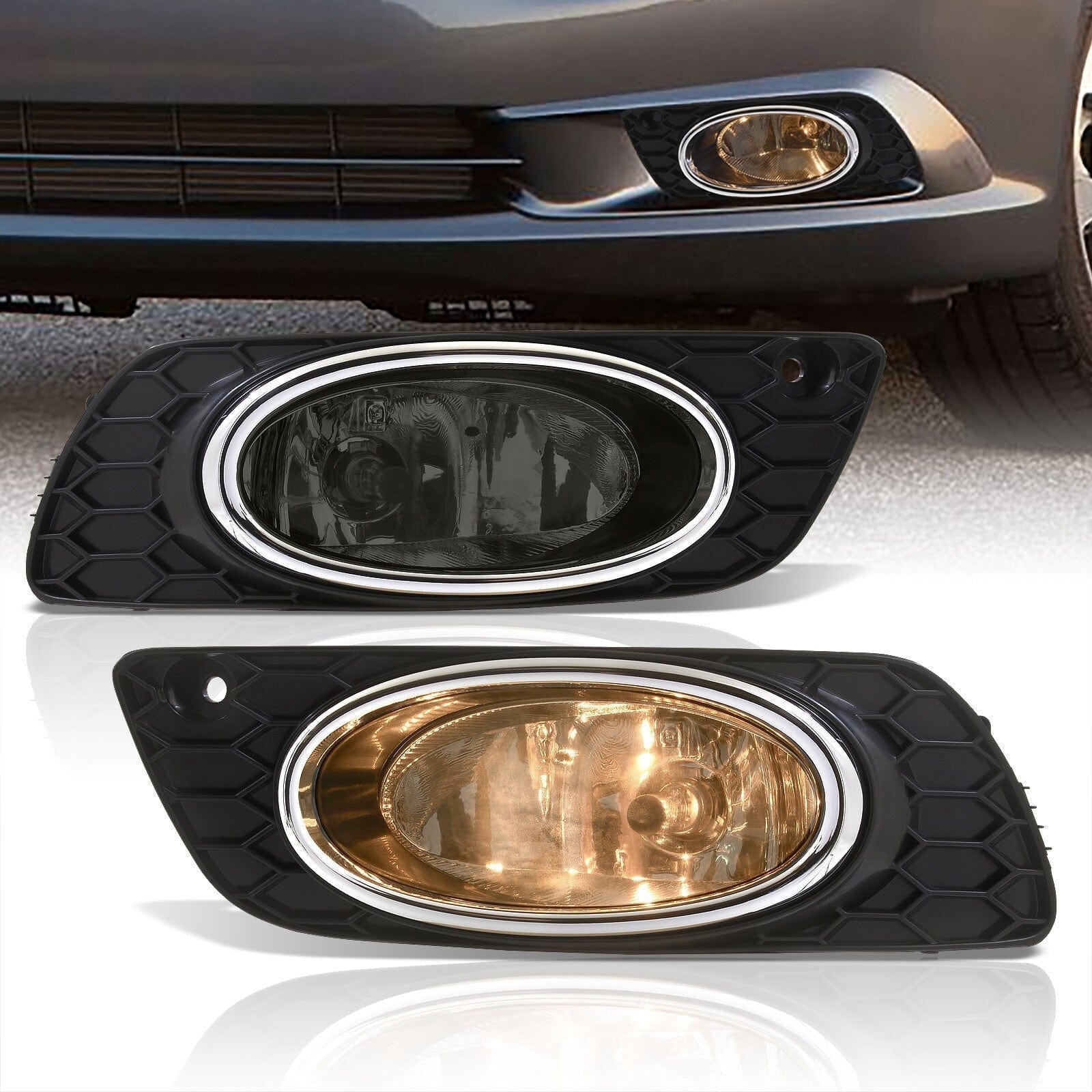 Honda Civic 4DR 2012 Front Fog Lights Smoked Len (Includes Switch & Wiring Harness) - Parts Agent